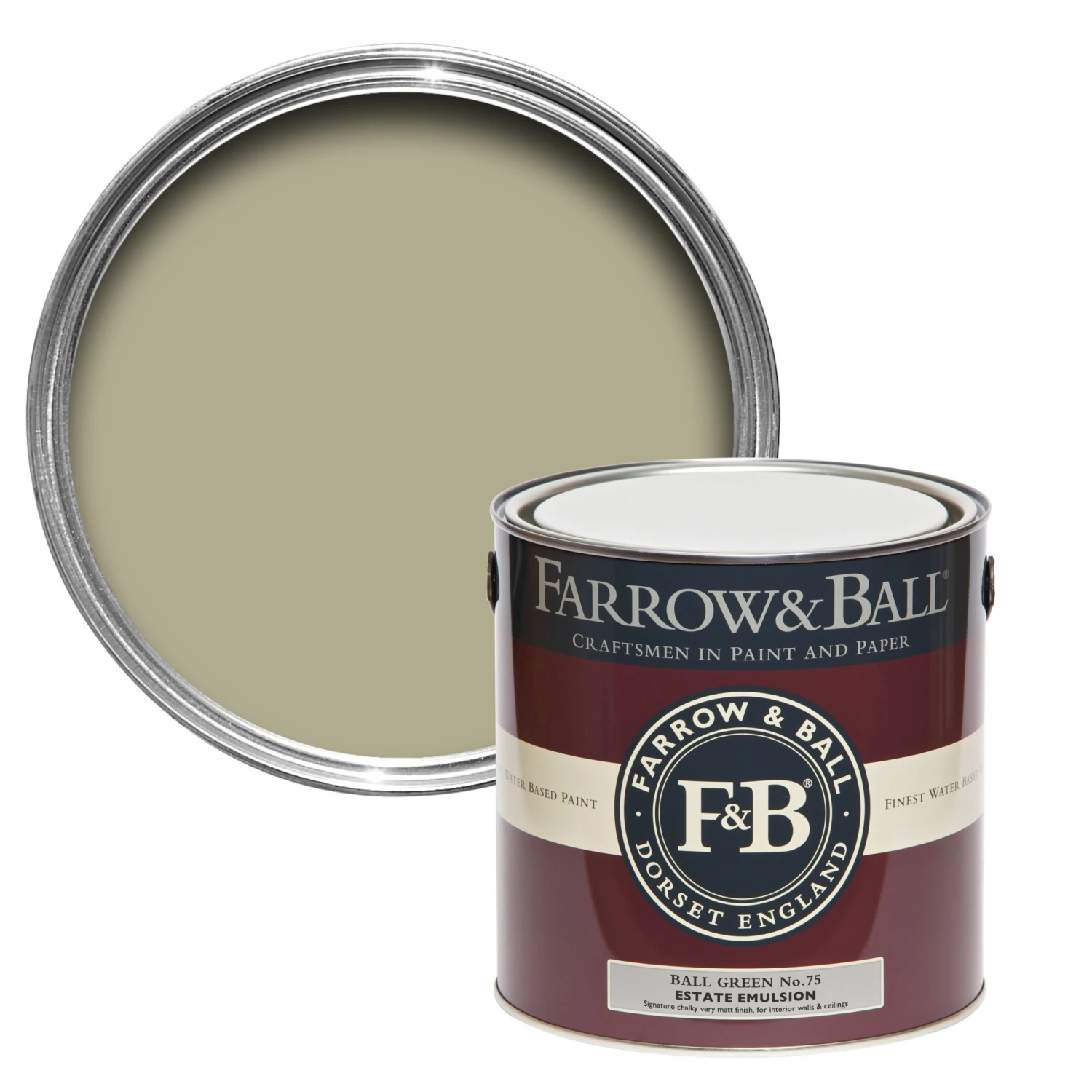 Farrow & Ball Estate Ball Green No.75 Matt Emulsion Paint, 2.5L 3 Farrow & Ball Estate Ball Green No.75 Matt Emulsion Paint, 2.5L