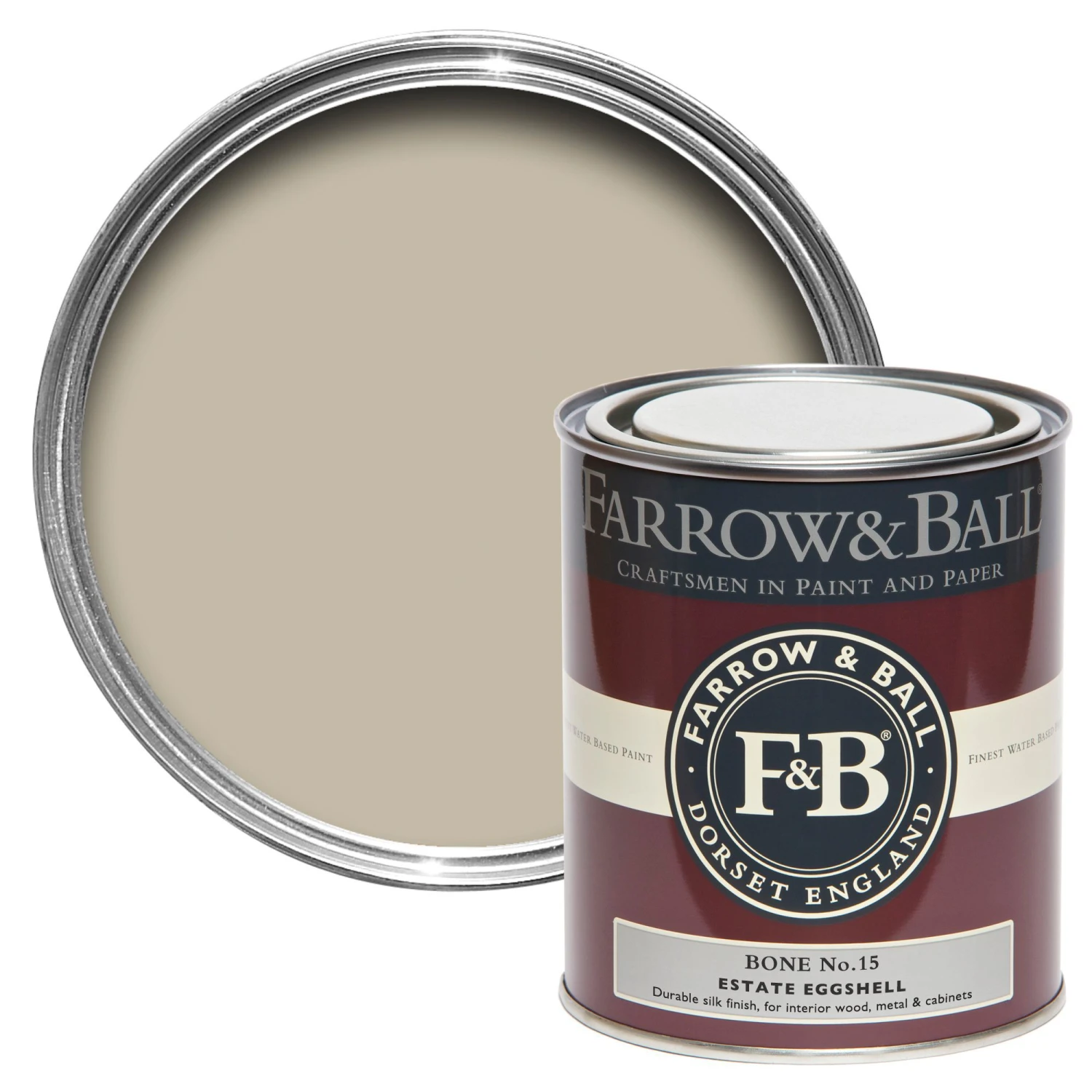 Farrow & Ball Estate Bone No.15 Eggshell Metal & Wood Paint, 750ml 3 Farrow & Ball Estate Bone No.15 Eggshell Metal & Wood Paint, 750ml