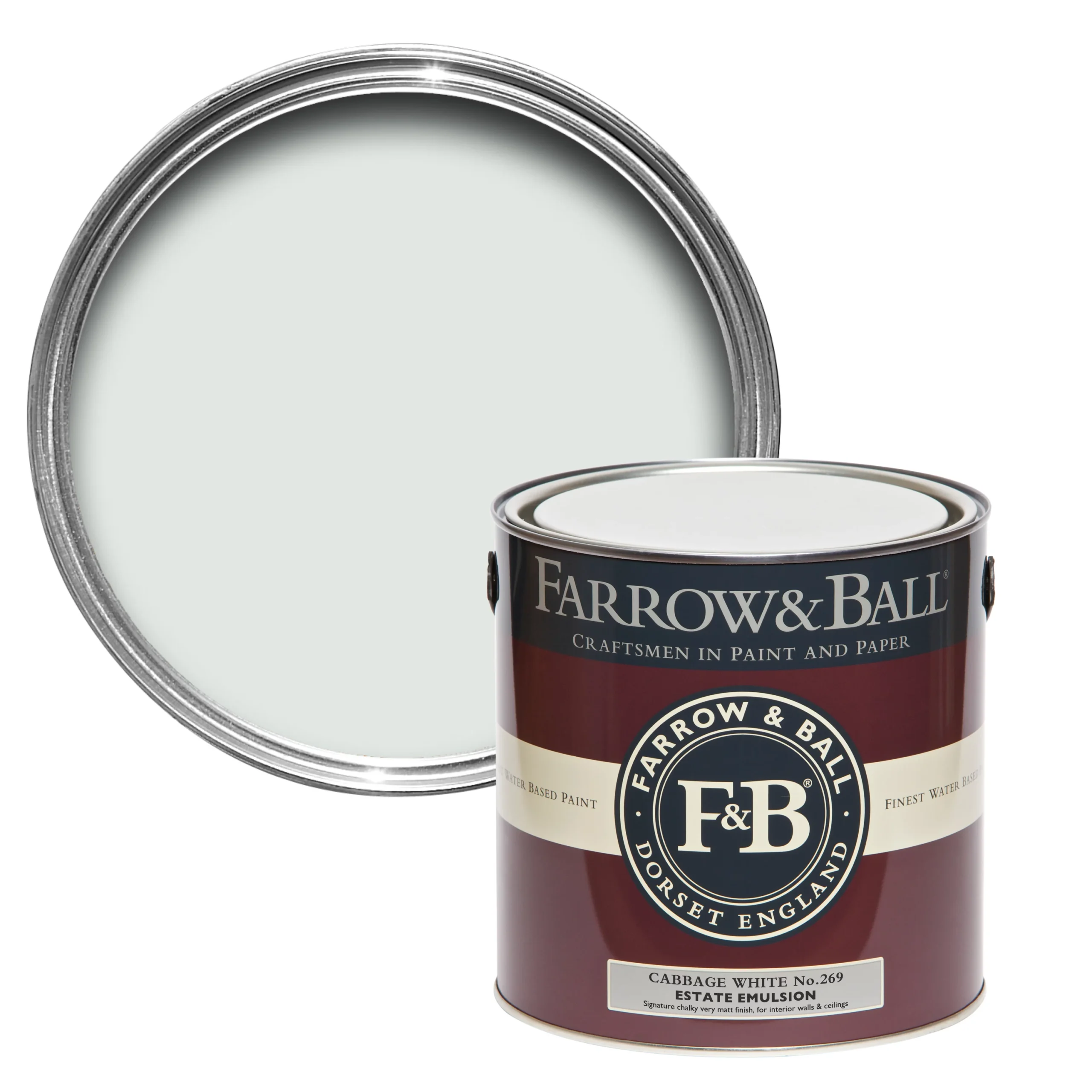 Farrow & Ball Estate Cabbage White No.269 Matt Emulsion Paint, 2.5L 3 Farrow & Ball Estate Cabbage White No.269 Matt Emulsion Paint, 2.5L