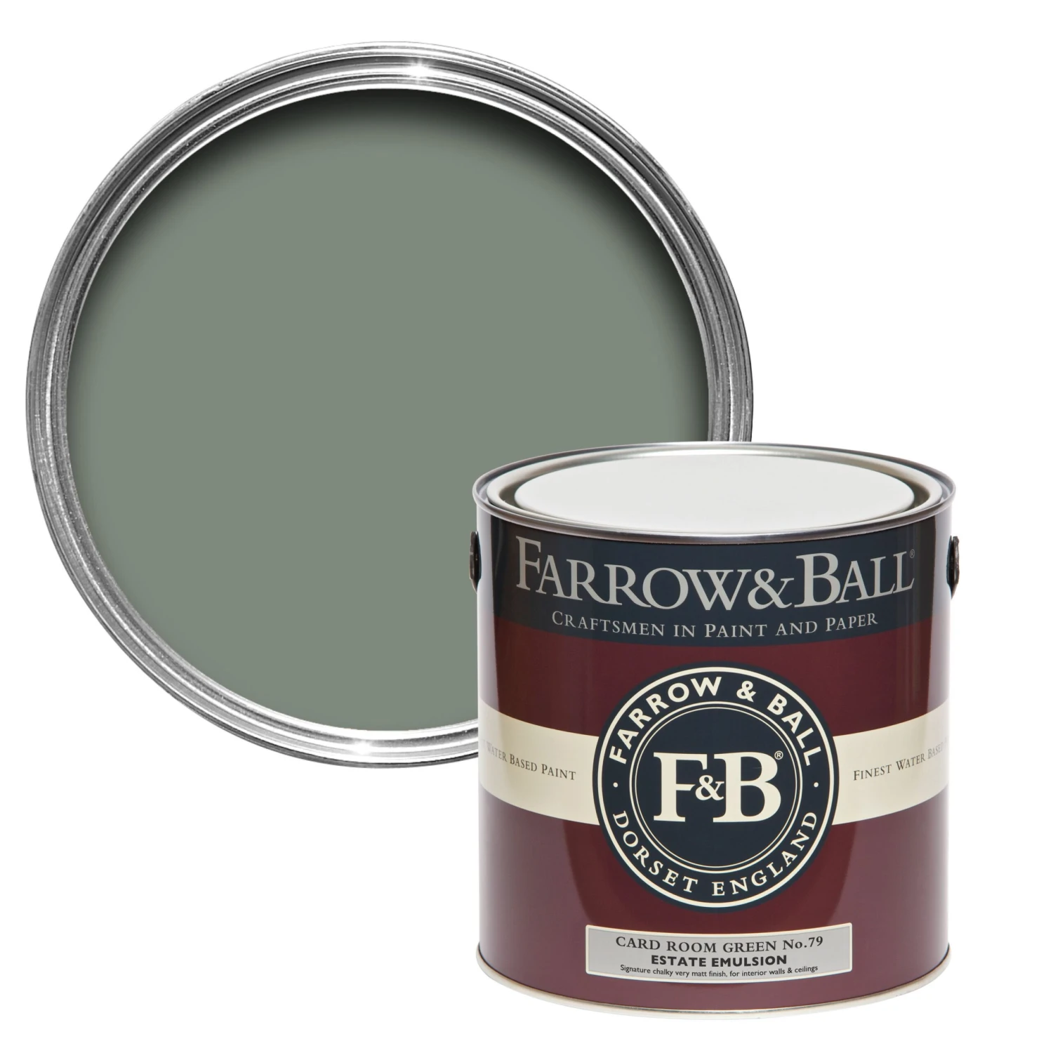 Farrow & Ball Estate Card Room Green No.79 Matt Emulsion Paint, 2.5L 3 Farrow & Ball Estate Card Room Green No.79 Matt Emulsion Paint, 2.5L
