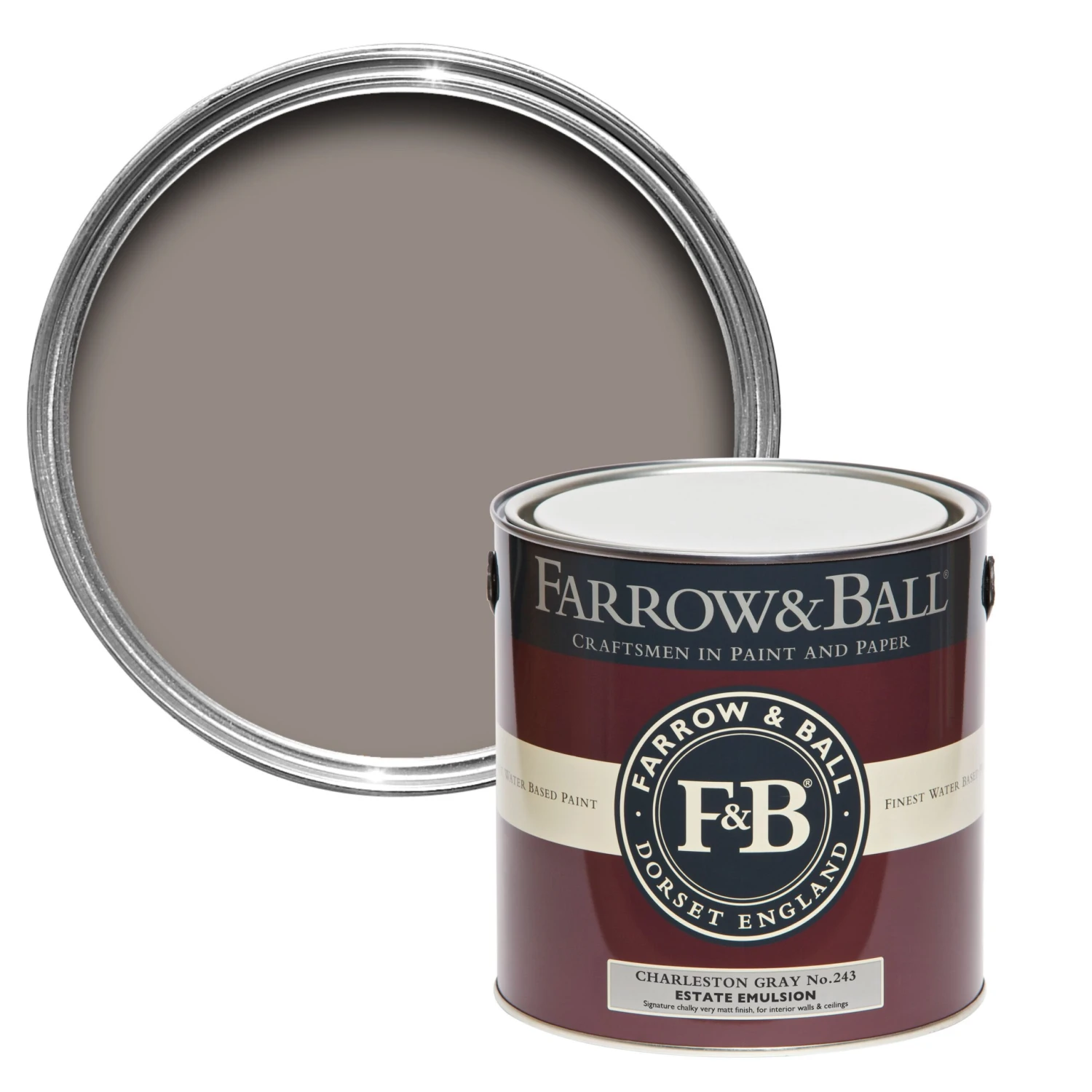 Farrow & Ball Estate Charleston Gray No.243 Matt Emulsion Paint, 2.5L 3 Farrow & Ball Estate Charleston Gray No.243 Matt Emulsion Paint, 2.5L