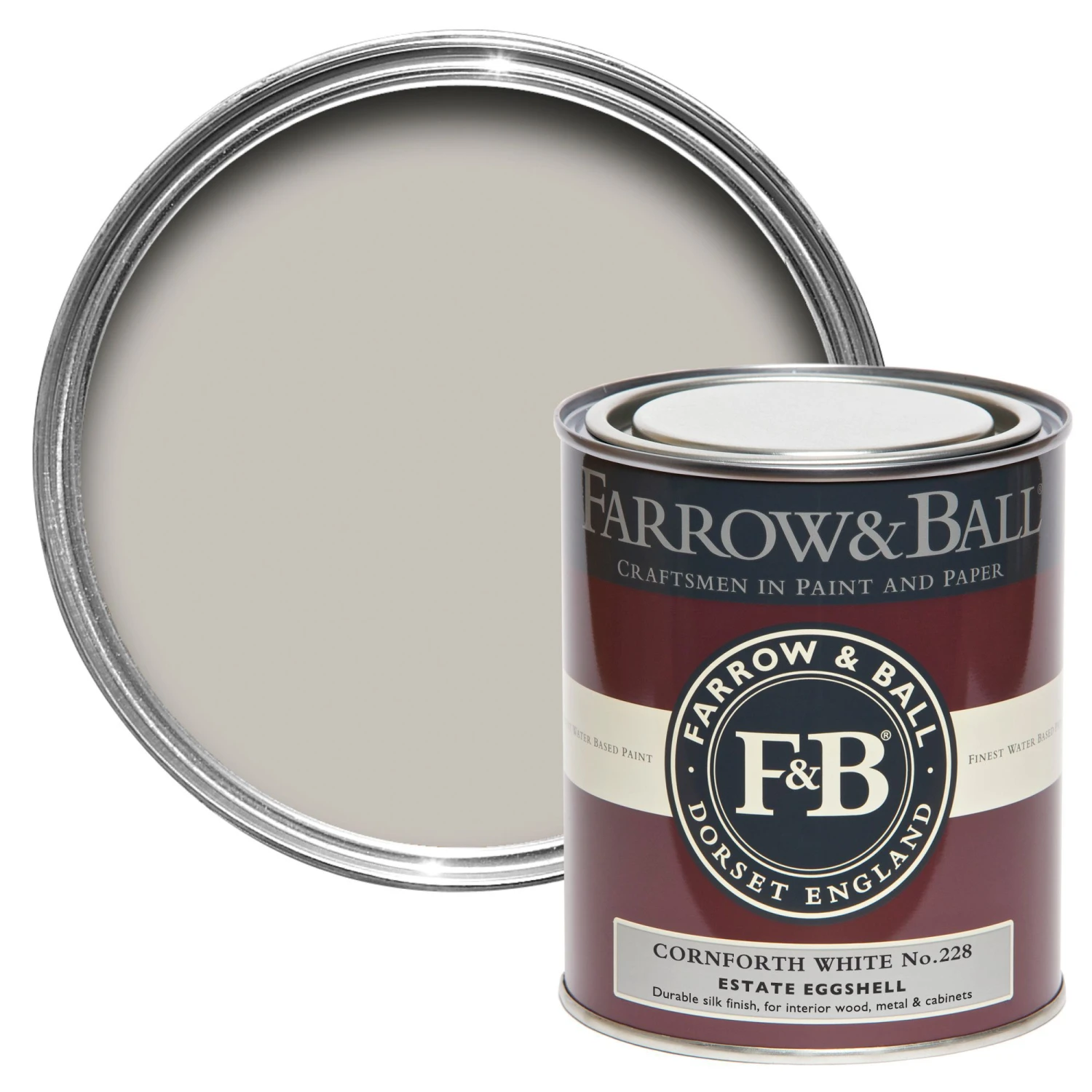 Farrow & Ball Estate Cornforth White No.228 Eggshell Metal & Wood Paint, 750ml 3 Farrow & Ball Estate Cornforth White No.228 Eggshell Metal & Wood Paint, 750ml