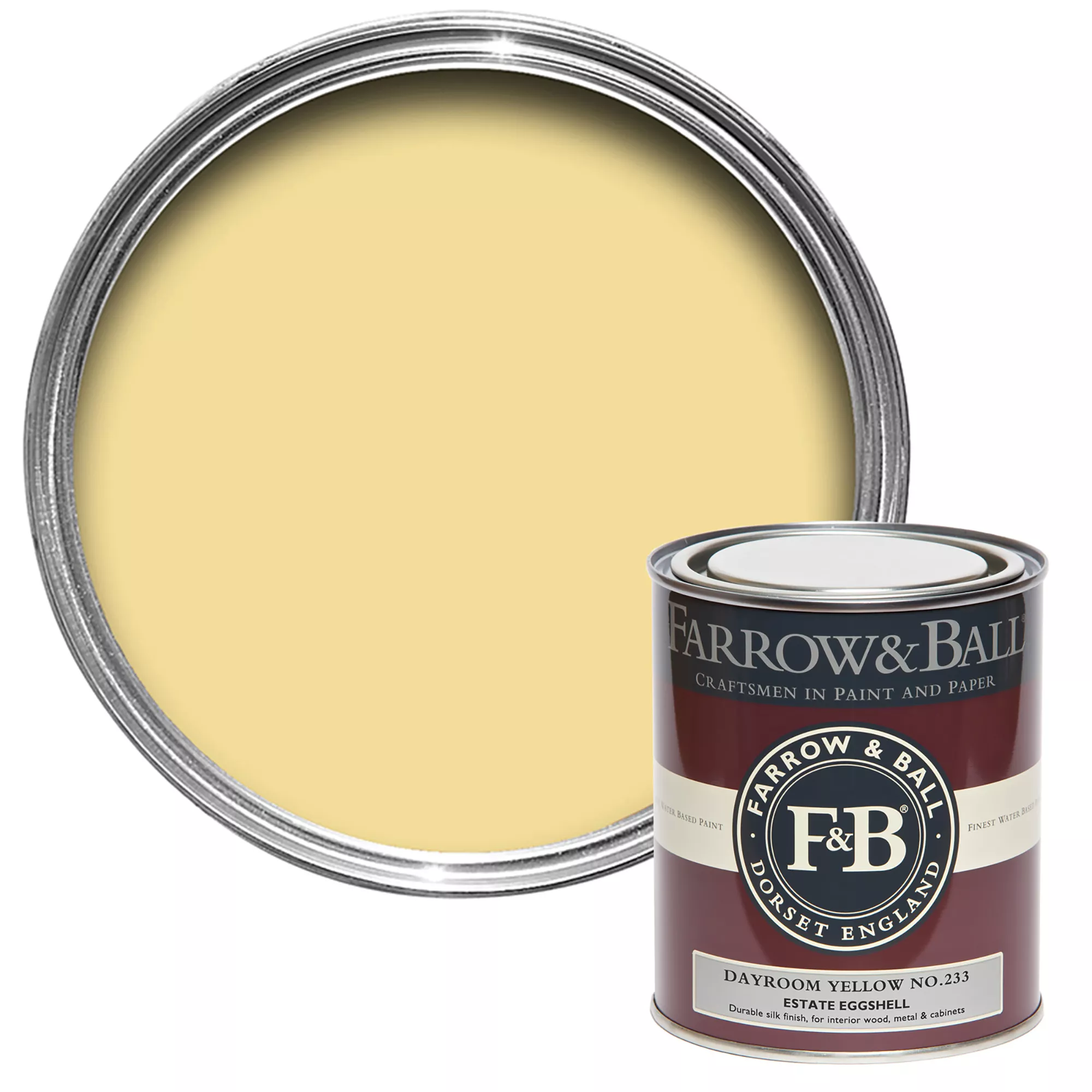Farrow & Ball Estate Dayroom Yellow No.233 Eggshell Paint, 750ml 3 Farrow & Ball Estate Dayroom Yellow No.233 Eggshell Paint, 750ml
