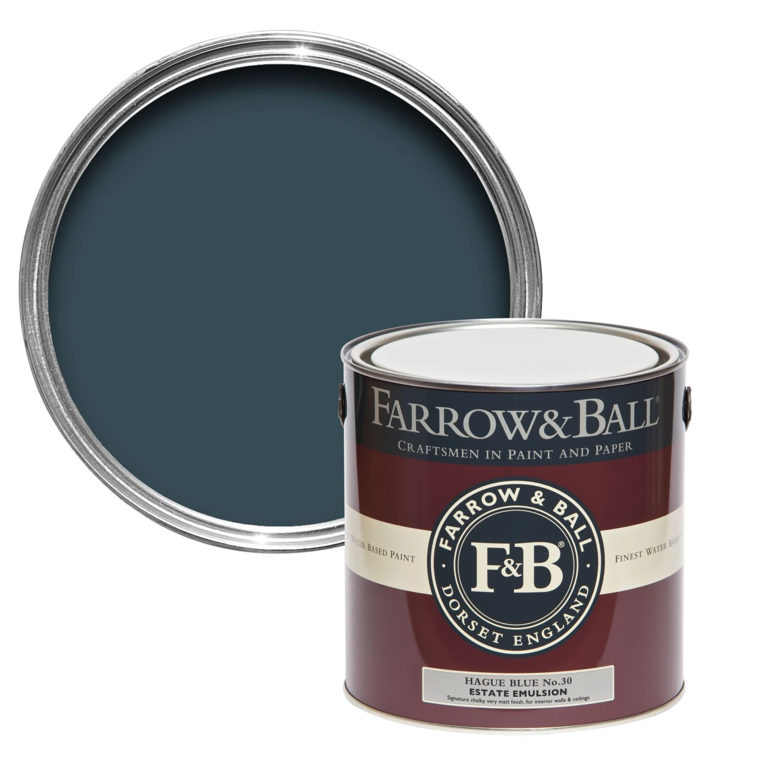 Farrow & Ball Estate Hague Blue No.30 Matt Emulsion Paint, 2.5L 3 Farrow & Ball Estate Hague Blue No.30 Matt Emulsion Paint, 2.5L