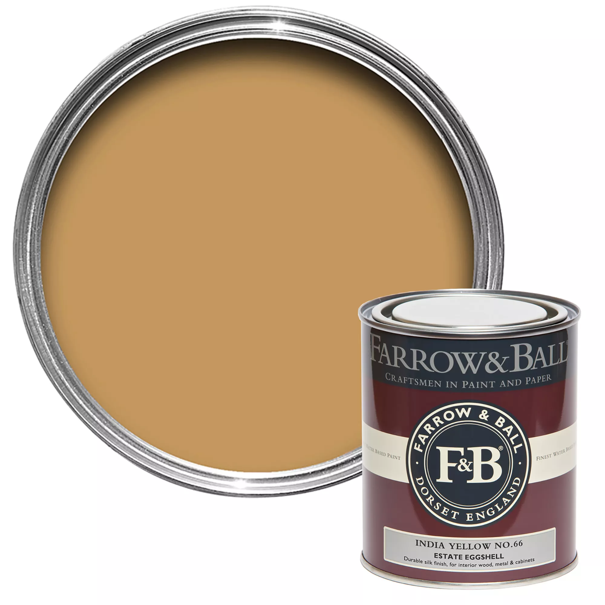 Farrow & Ball Estate India Yellow No.66 Eggshell Paint, 750ml 3 Farrow & Ball Estate India Yellow No.66 Eggshell Paint, 750ml