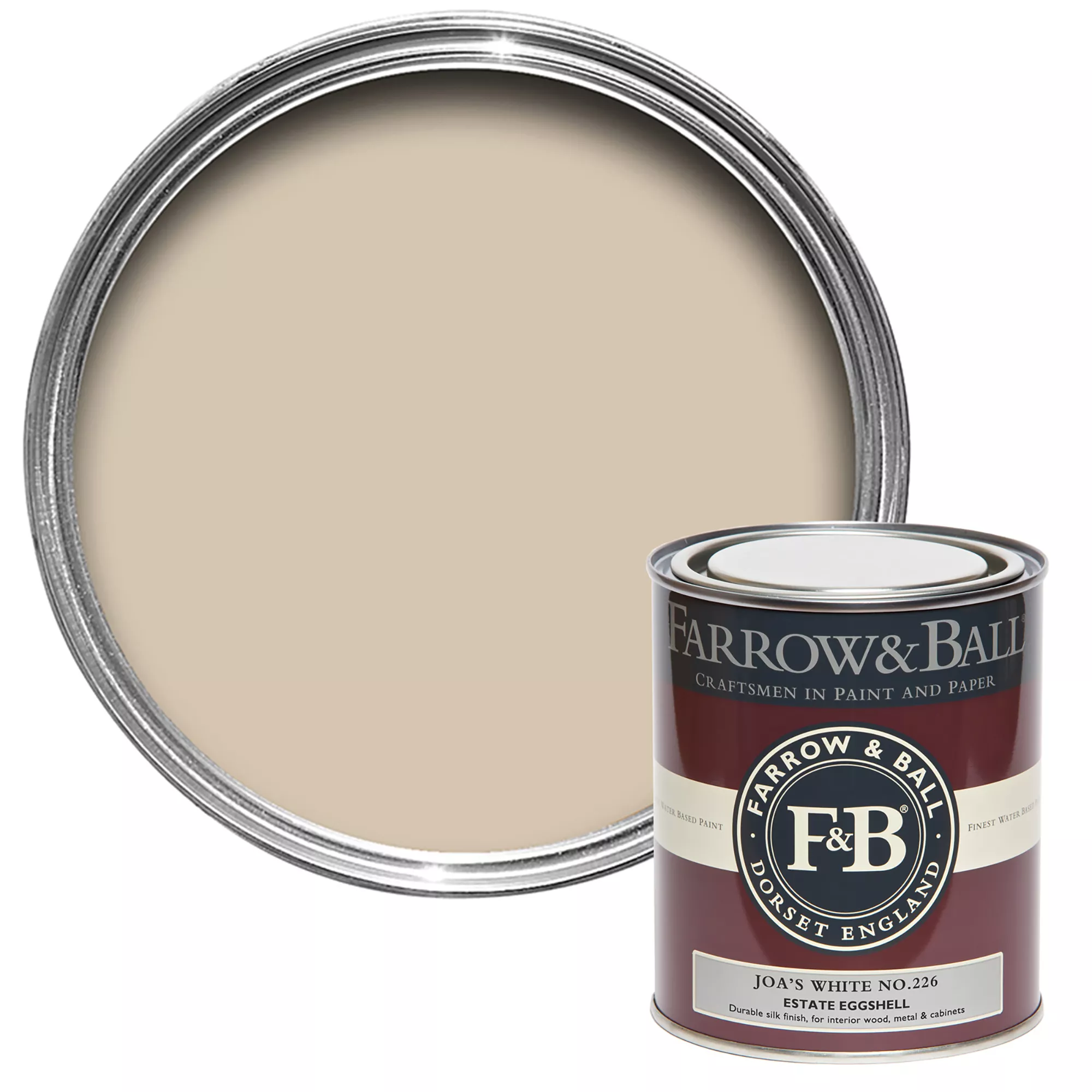 Farrow & Ball Estate Joa's White No.226 Eggshell Paint, 750ml 3 Farrow & Ball Estate Joa's White No.226 Eggshell Paint, 750ml