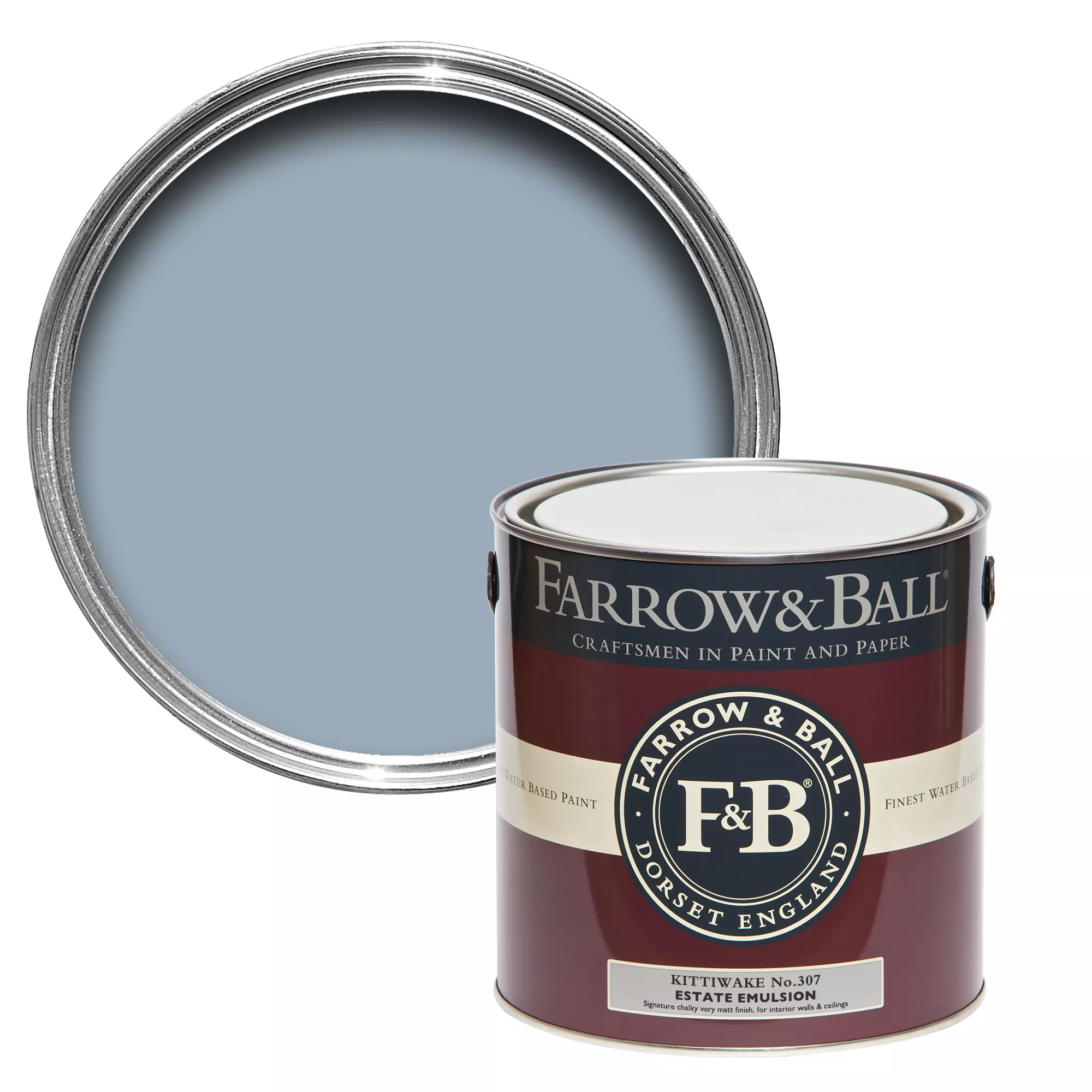 Farrow & Ball Estate Kittiwake No.307 Matt Emulsion Paint, 2.5L 3 Farrow & Ball Estate Kittiwake No.307 Matt Emulsion Paint, 2.5L