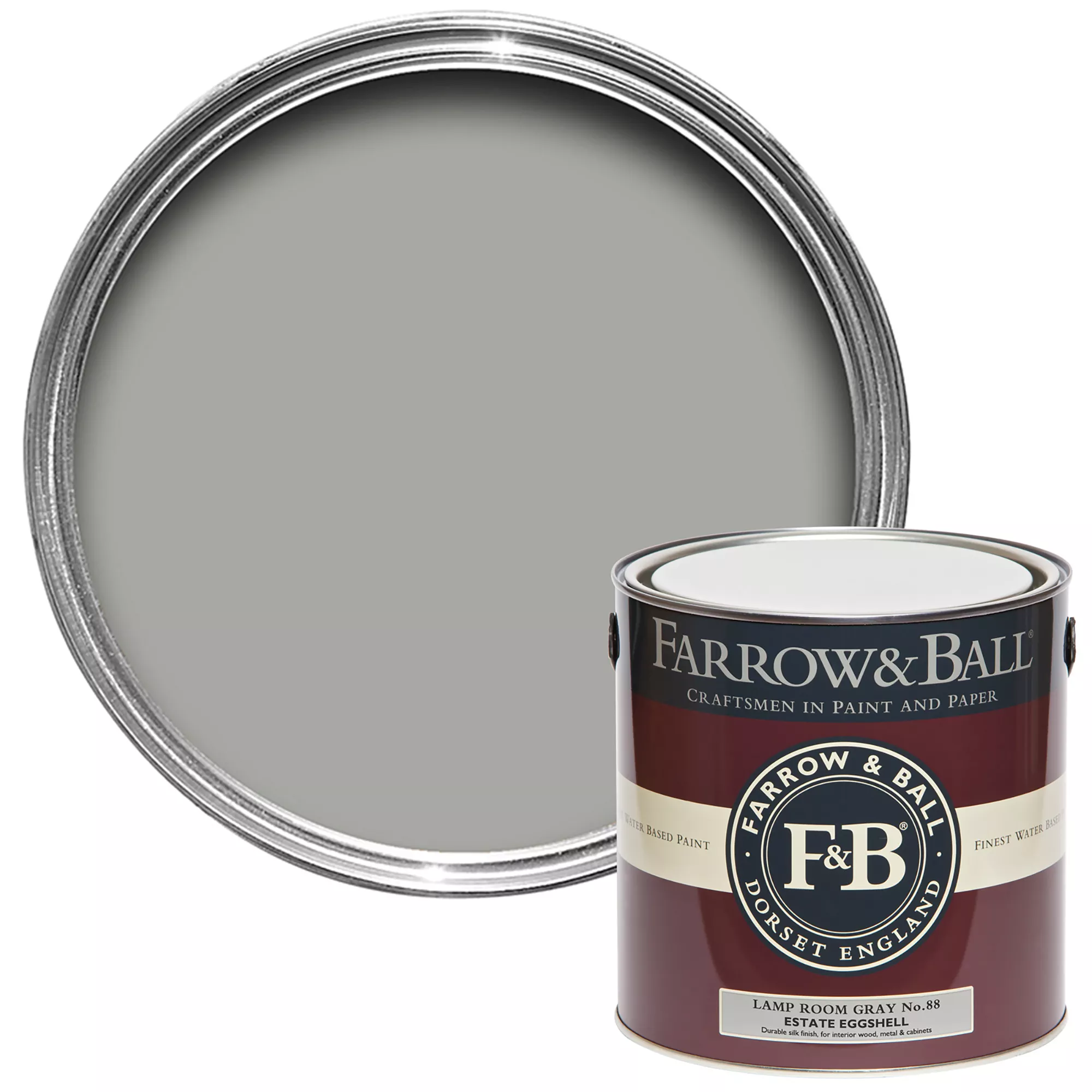 Farrow & Ball Estate Lamp Room Gray No.88 Eggshell Paint, 2.5L 3 Farrow & Ball Estate Lamp Room Gray No.88 Eggshell Paint, 2.5L