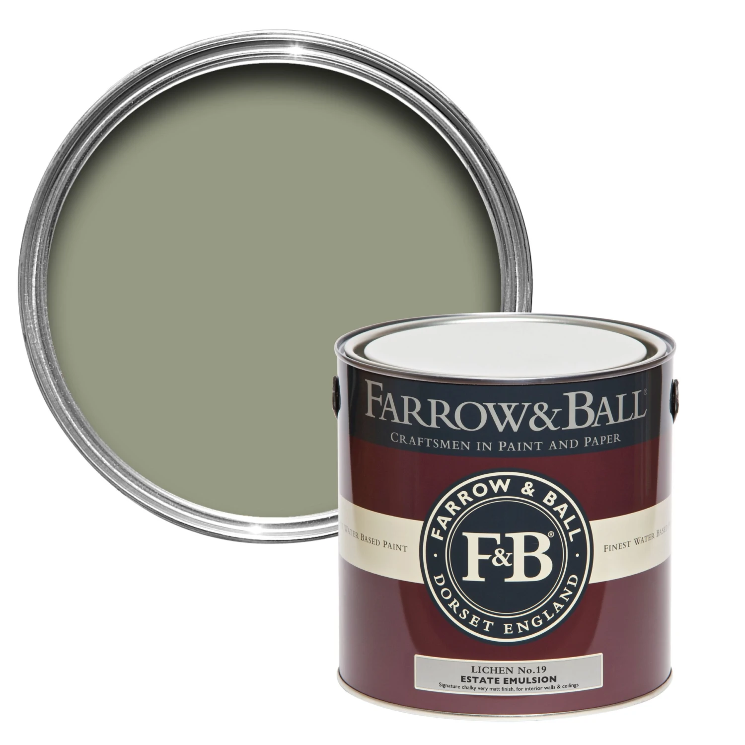 Farrow & Ball Estate Lichen No.19 Matt Emulsion Paint, 2.5L 3 Farrow & Ball Estate Lichen No.19 Matt Emulsion Paint, 2.5L