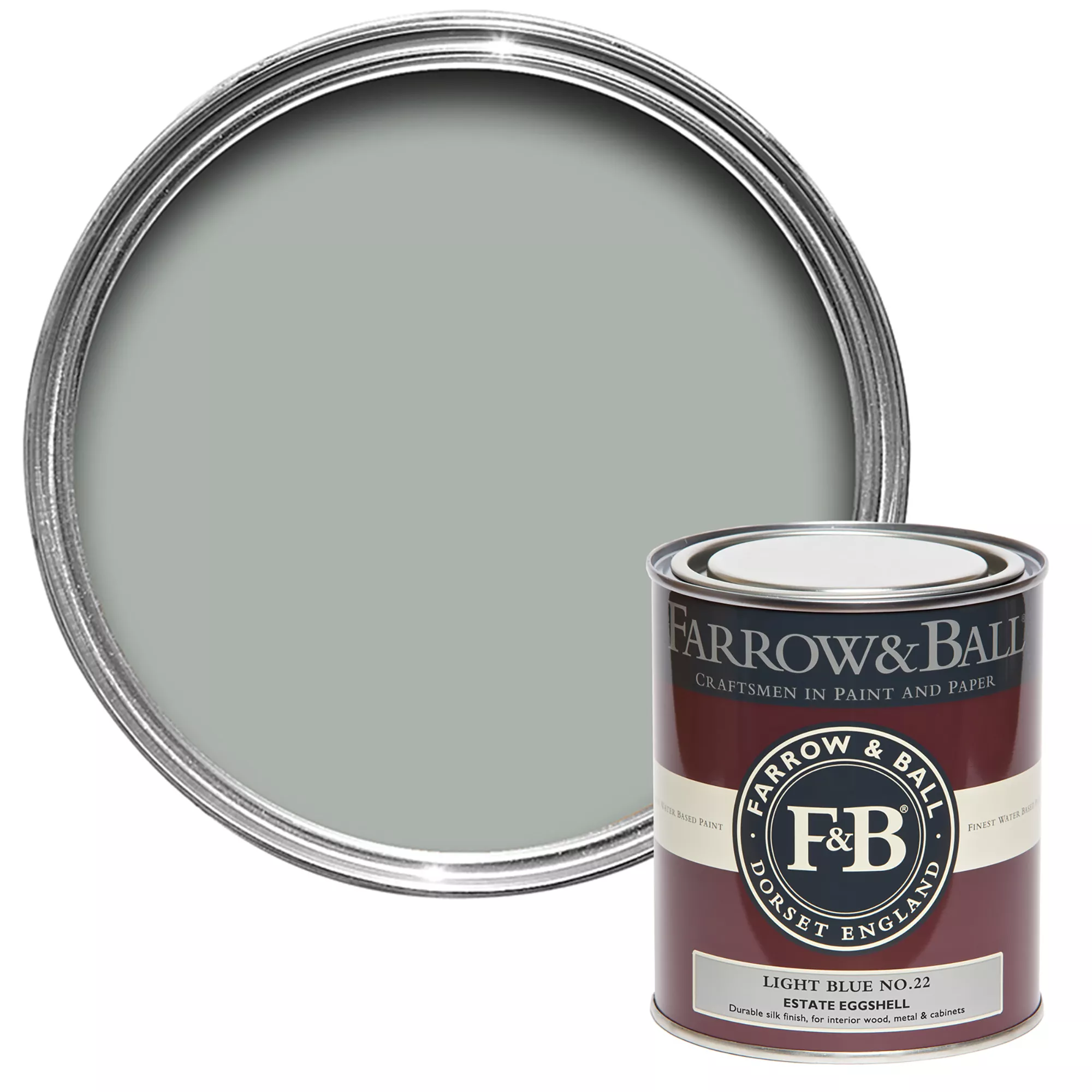Farrow & Ball Estate Light Blue No.22 Eggshell Paint, 750ml 3 Farrow & Ball Estate Light Blue No.22 Eggshell Paint, 750ml