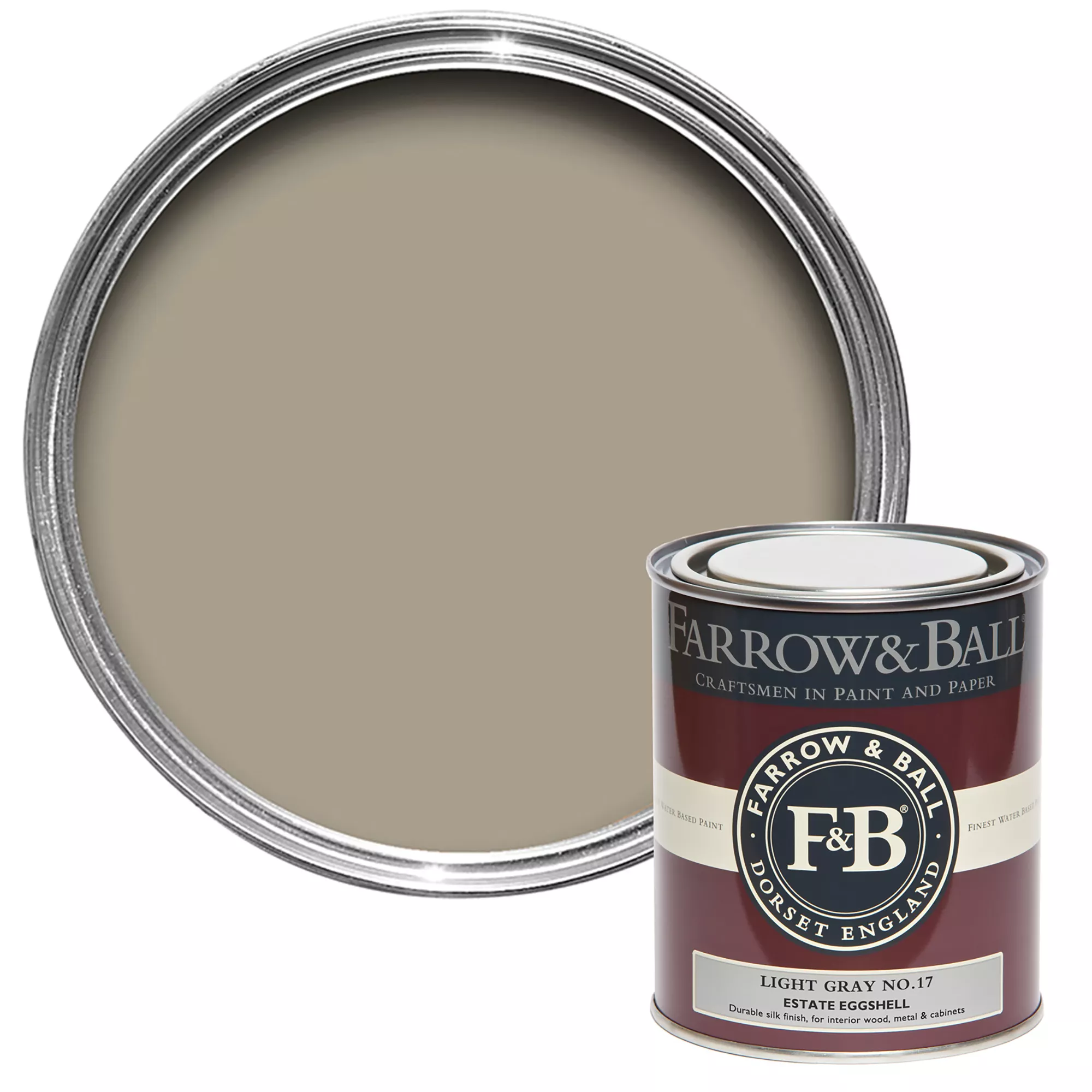 Farrow & Ball Estate Light Gray No.17 Eggshell Paint, 750ml 3 Farrow & Ball Estate Light Gray No.17 Eggshell Paint, 750ml