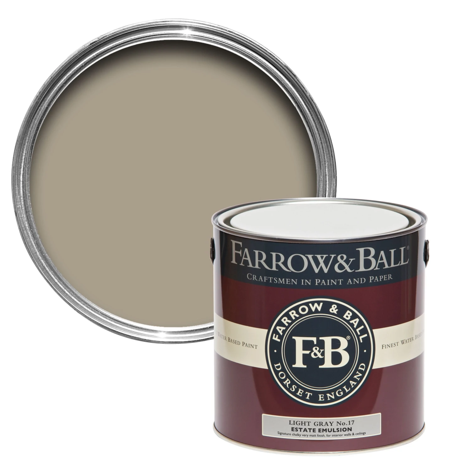Farrow & Ball Estate Light Gray No.17 Matt Emulsion Paint, 2.5L 3 Farrow & Ball Estate Light Gray No.17 Matt Emulsion Paint, 2.5L
