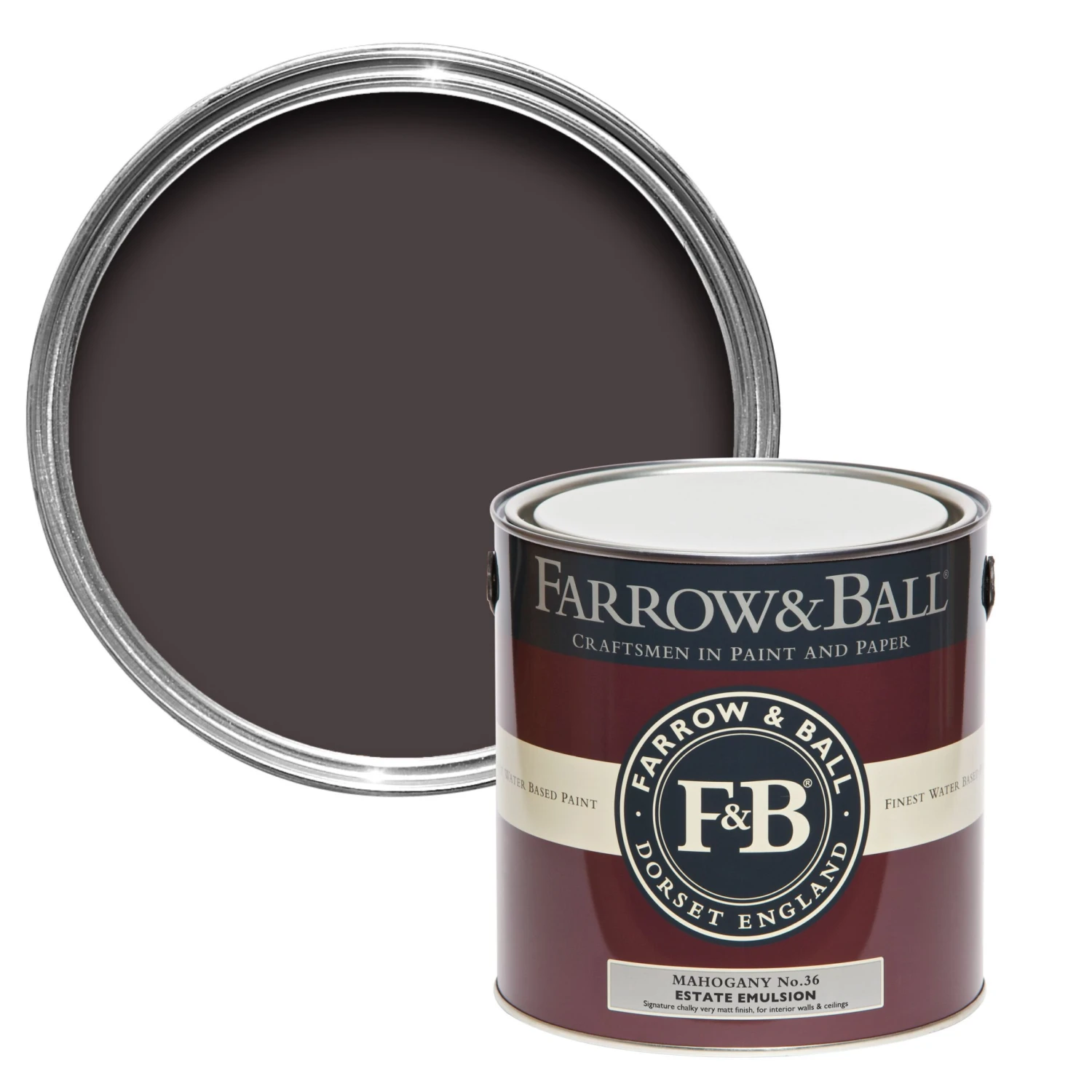 Farrow & Ball Estate Mahogany No.36 Matt Emulsion Paint, 2.5L 3 Farrow & Ball Estate Mahogany No.36 Matt Emulsion Paint, 2.5L