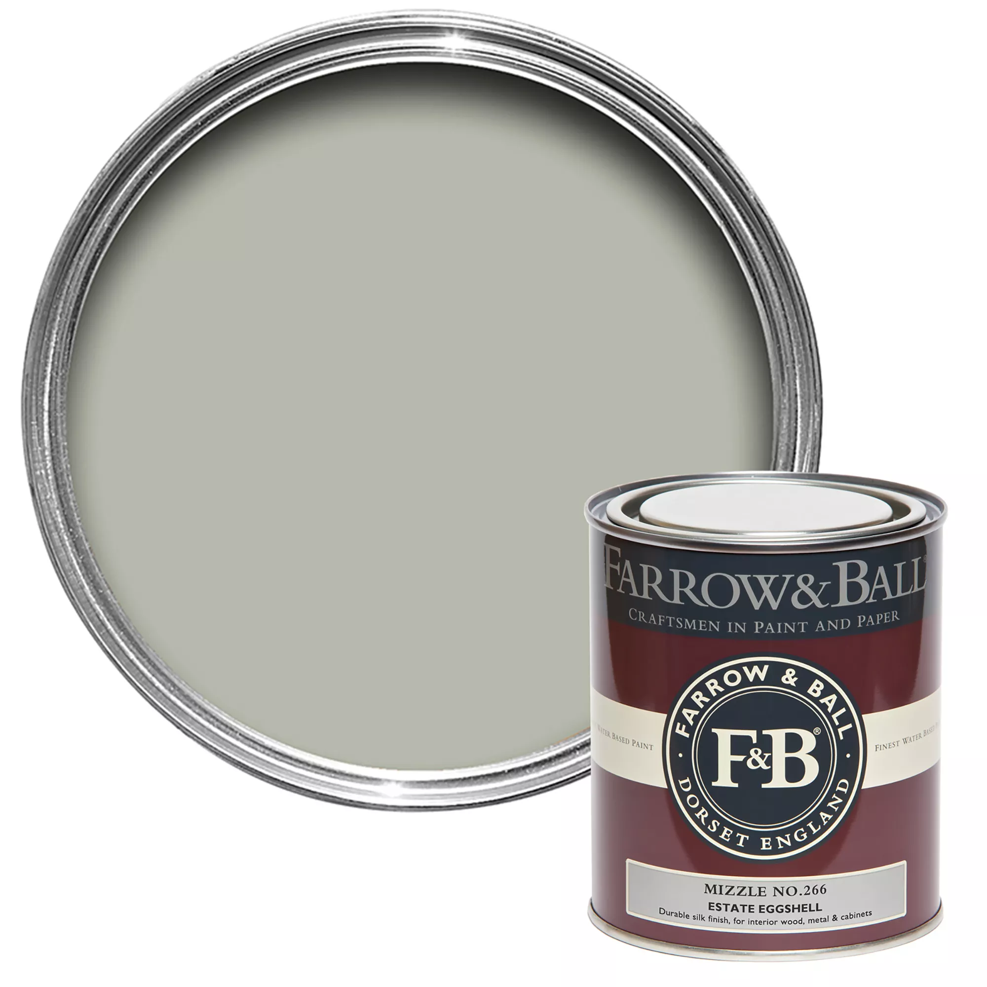 Farrow & Ball Estate Mizzle No.266 Eggshell Paint, 750ml 3 Farrow & Ball Estate Mizzle No.266 Eggshell Paint, 750ml