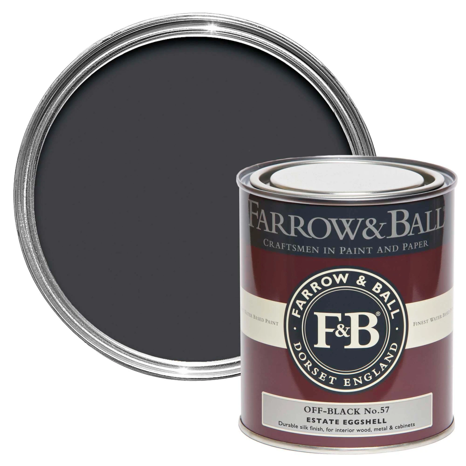 Farrow & Ball Estate Off-Black No.57 Eggshell Paint, 750ml 3 Farrow & Ball Estate Off-Black No.57 Eggshell Paint, 750ml