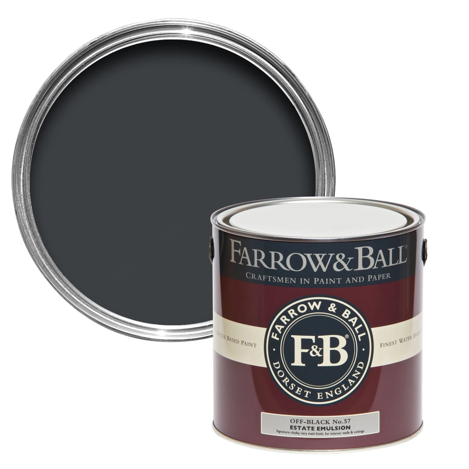 Farrow & Ball Estate Off-black No.57 Matt Emulsion Paint, 2.5L 3 Farrow & Ball Estate Off-black No.57 Matt Emulsion Paint, 2.5L