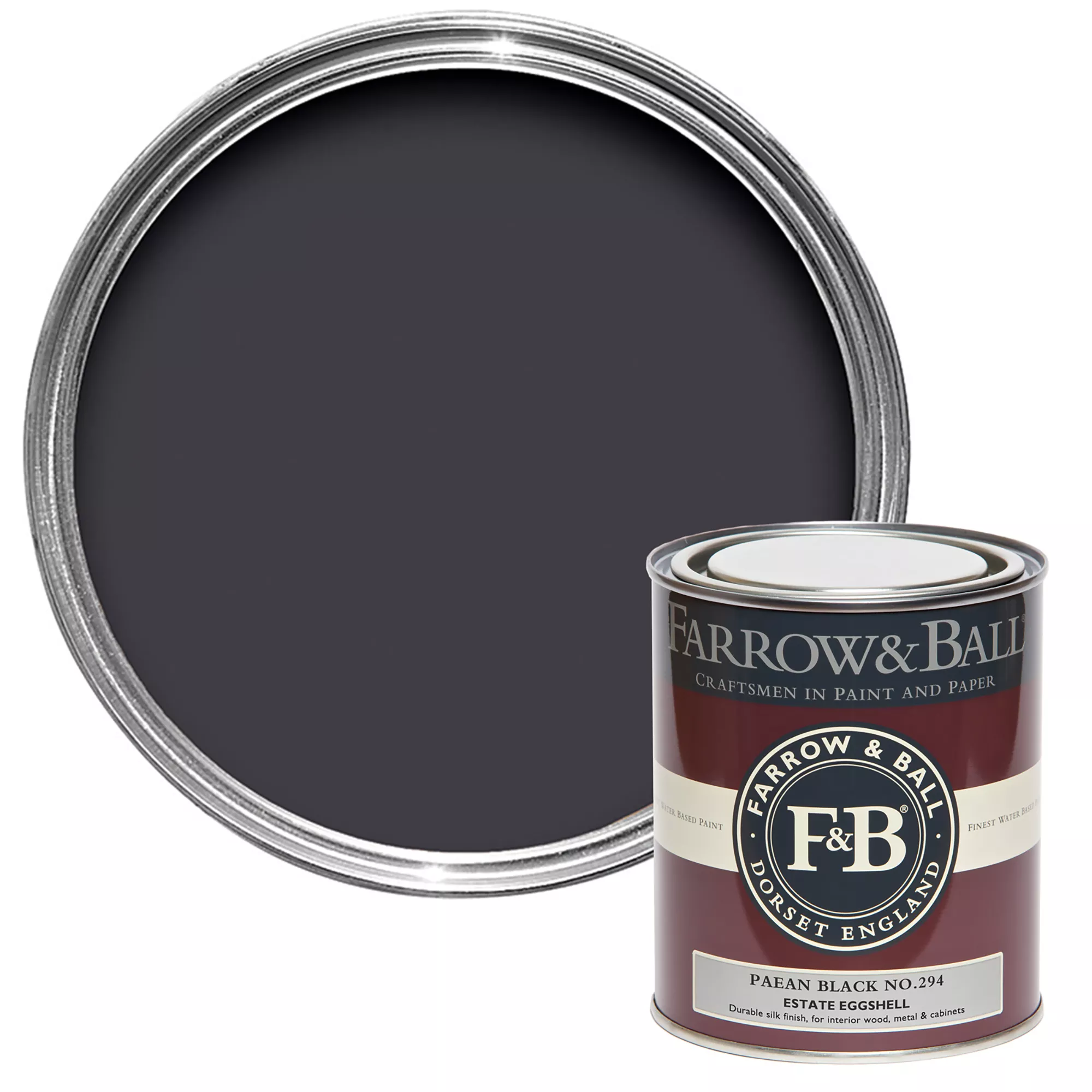 Farrow & Ball Estate Paean Black No.294 Eggshell Paint, 750ml 3 Farrow & Ball Estate Paean Black No.294 Eggshell Paint, 750ml