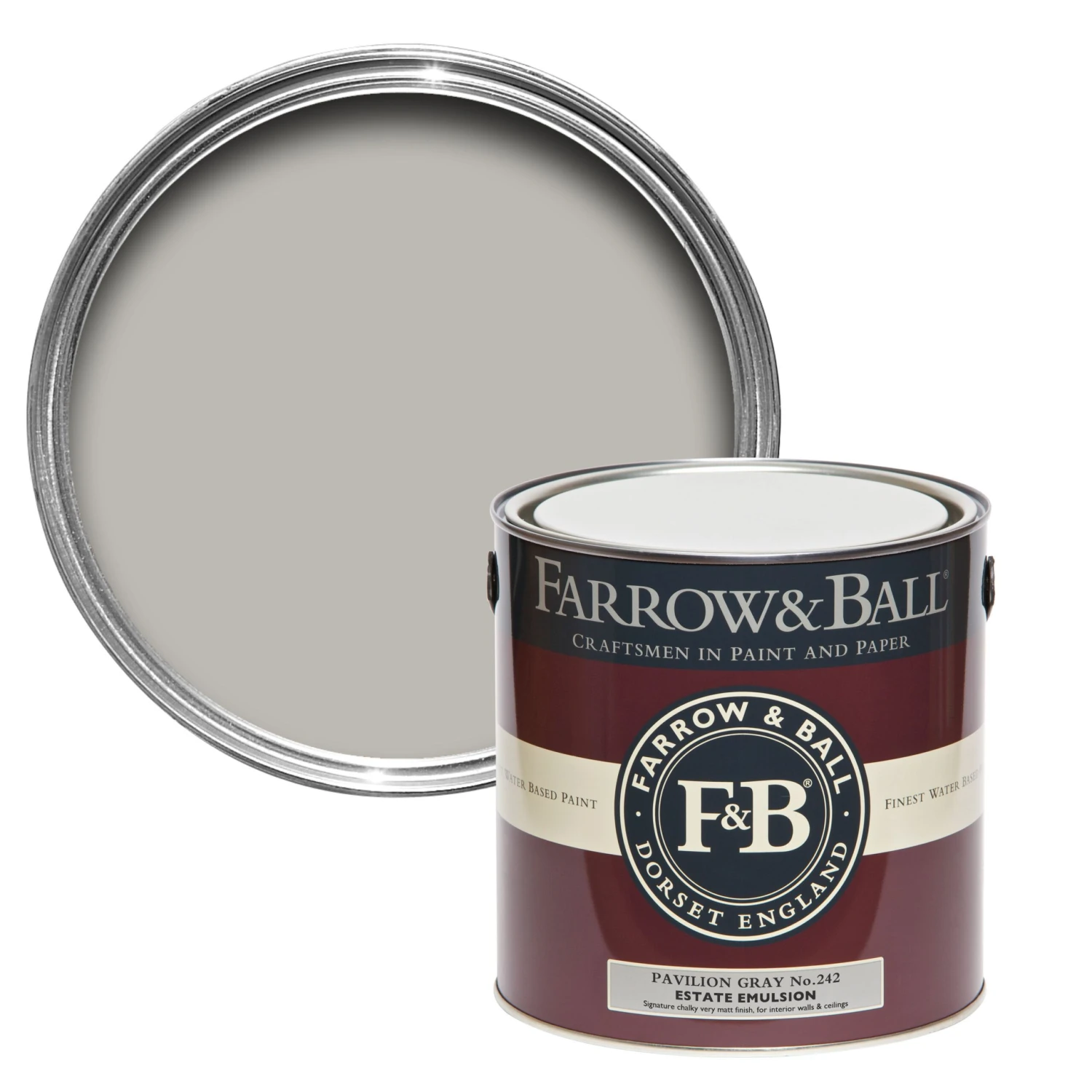 Farrow & Ball Estate Pavilion Gray No.242 Matt Emulsion Paint, 2.5L 3 Farrow & Ball Estate Pavilion Gray No.242 Matt Emulsion Paint, 2.5L