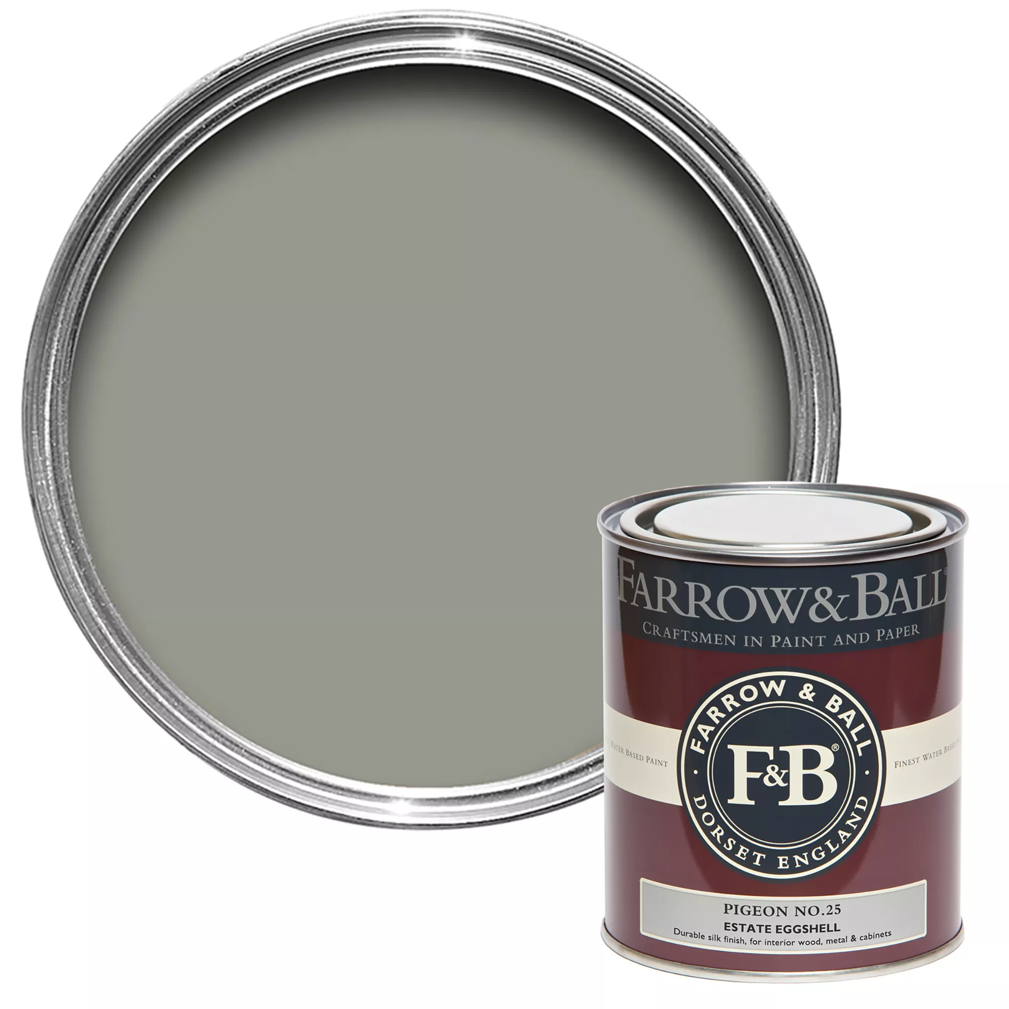 Farrow & Ball Estate Pigeon No.25 Eggshell Paint, 750ml 3 Farrow & Ball Estate Pigeon No.25 Eggshell Paint, 750ml