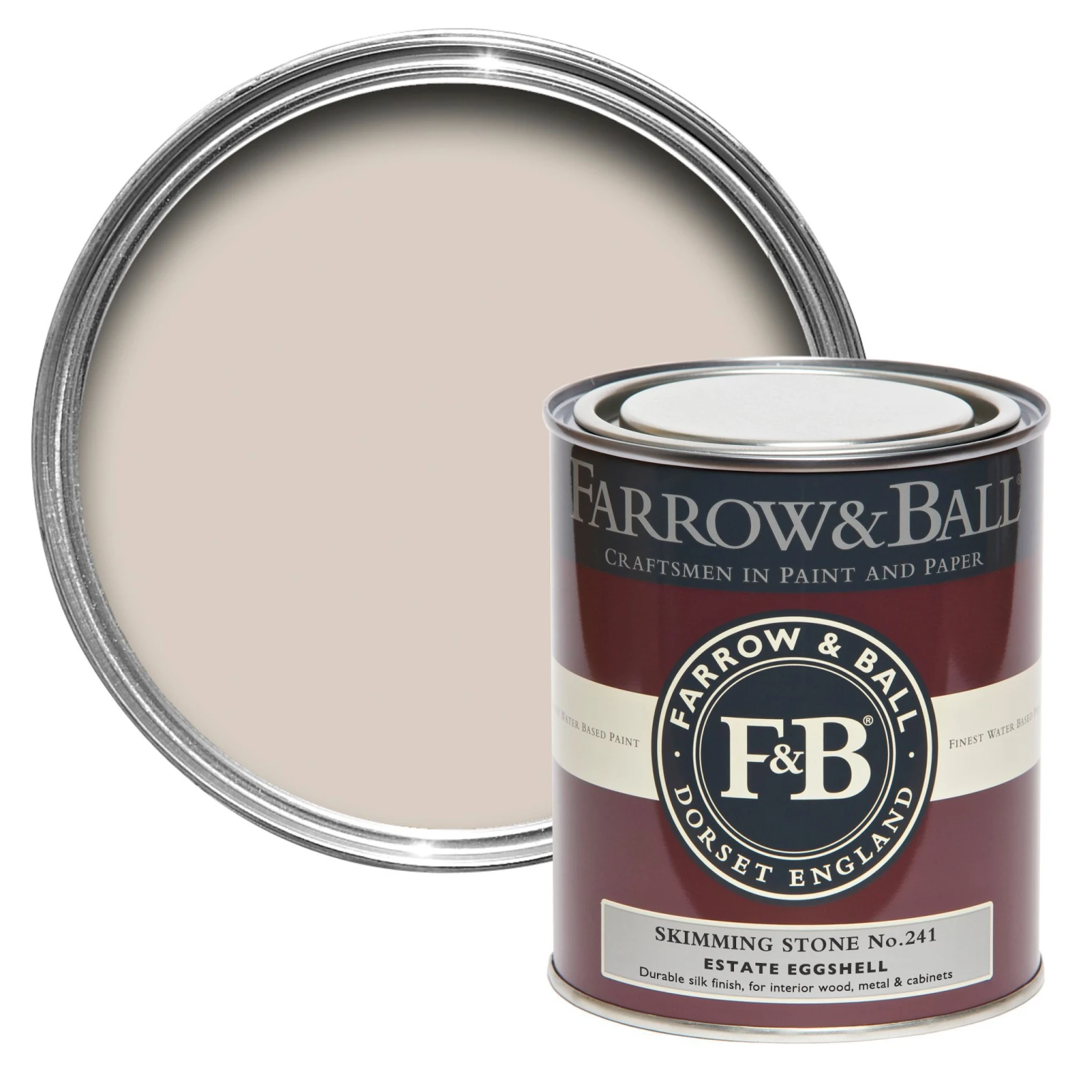 Farrow & Ball Estate Skimming Stone No.241 Eggshell Metal & Wood Paint, 750ml 3 Farrow & Ball Estate Skimming Stone No.241 Eggshell Metal & Wood Paint, 750ml