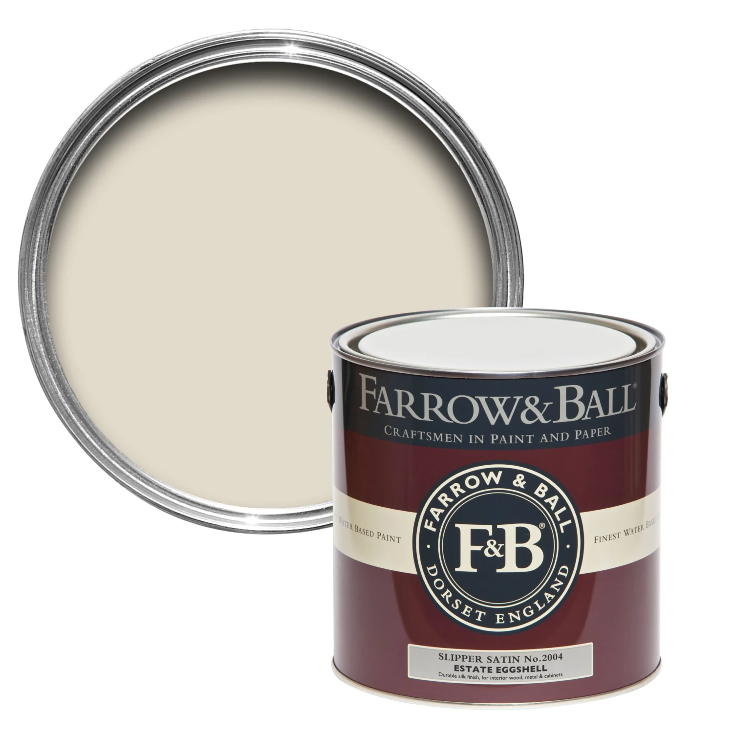 Farrow & Ball Estate Slipper Satin No.2004 Eggshell Metal & Wood Paint, 2.5L 3 Farrow & Ball Estate Slipper Satin No.2004 Eggshell Metal & Wood Paint, 2.5L