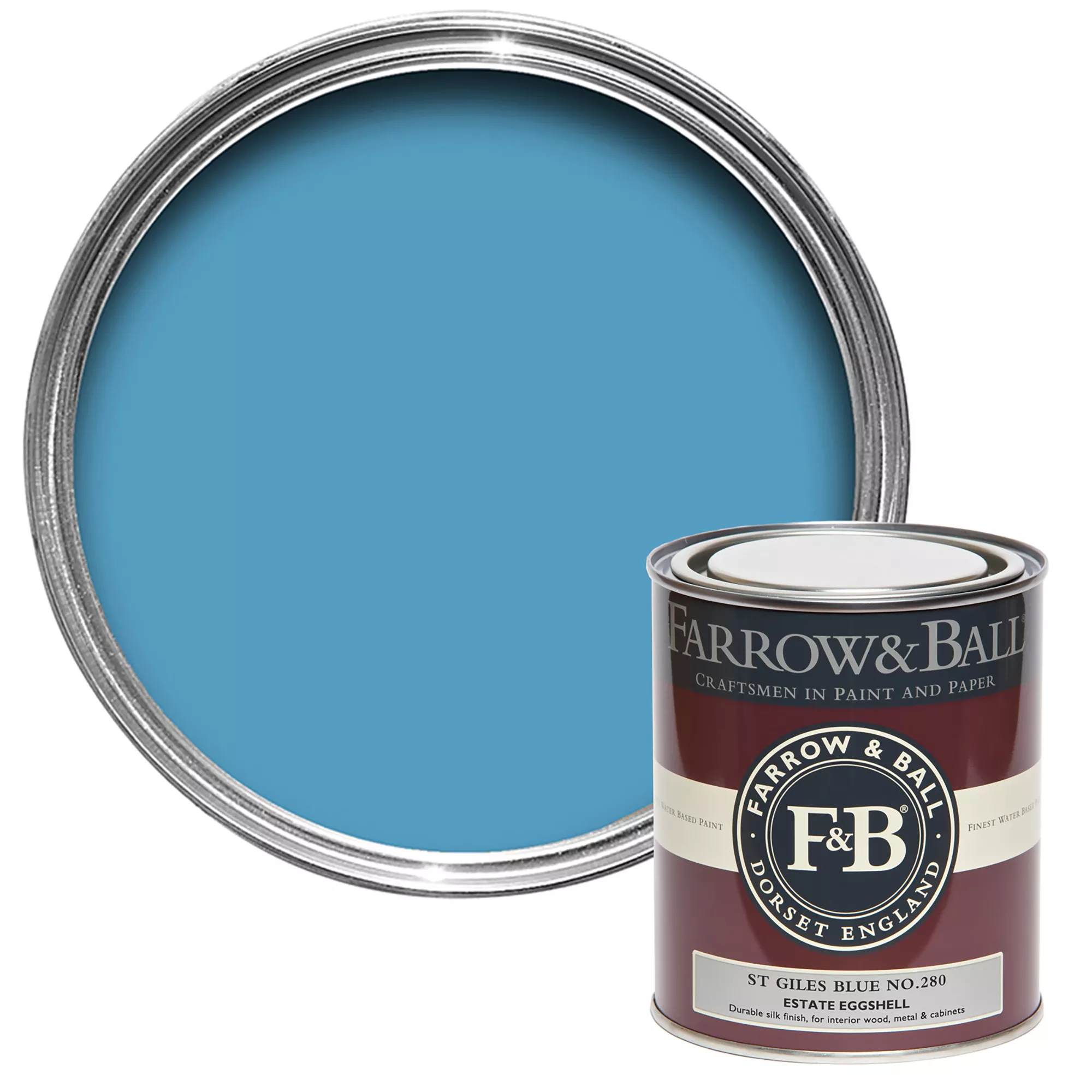 Farrow & Ball Estate St Giles Blue No.280 Eggshell Paint, 750ml 3 Farrow & Ball Estate St Giles Blue No.280 Eggshell Paint, 750ml
