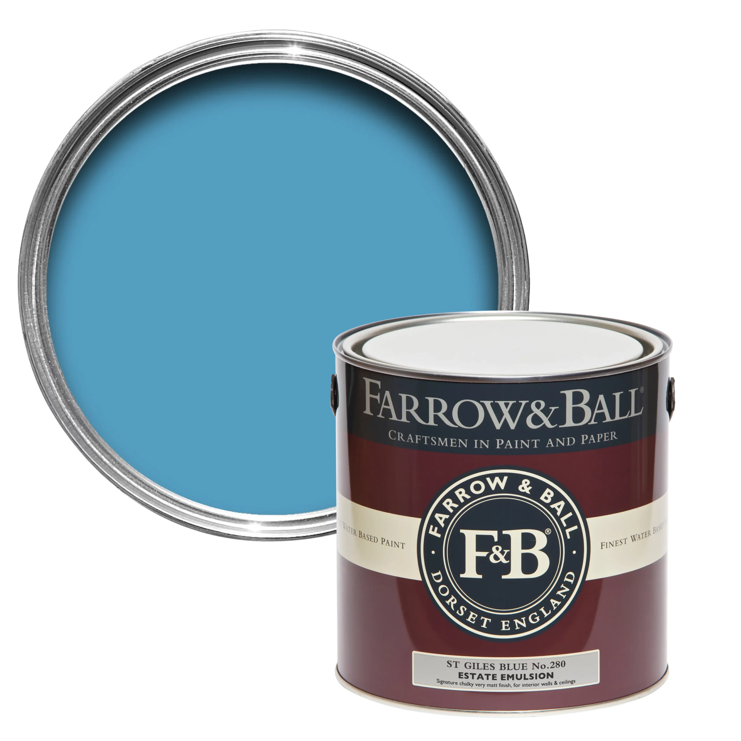 Farrow & Ball Estate St Giles Blue No.280 Matt Emulsion Paint, 2.5L 3 Farrow & Ball Estate St Giles Blue No.280 Matt Emulsion Paint, 2.5L