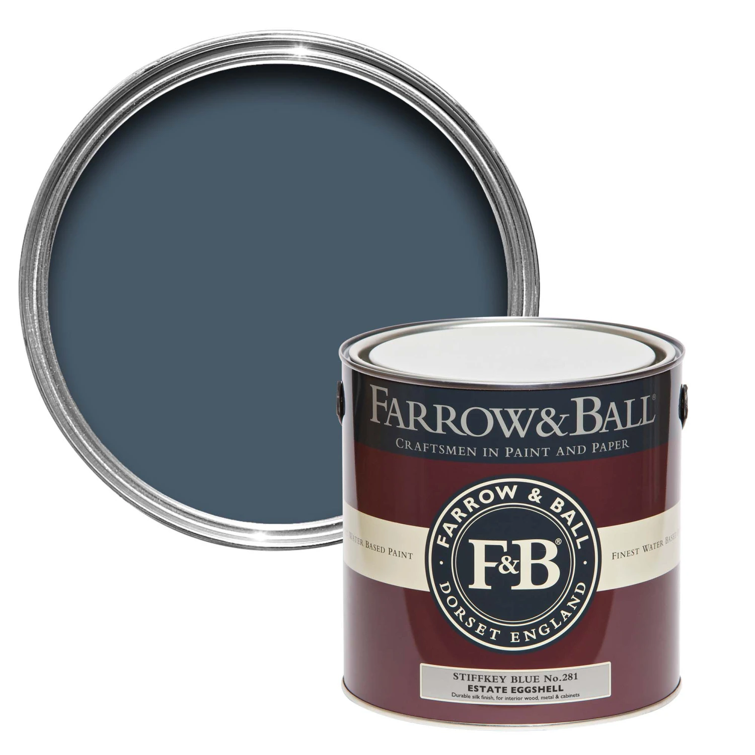 Farrow & Ball Estate Stiffkey Blue No.281 Eggshell Paint, 2.5L 3 Farrow & Ball Estate Stiffkey Blue No.281 Eggshell Paint, 2.5L