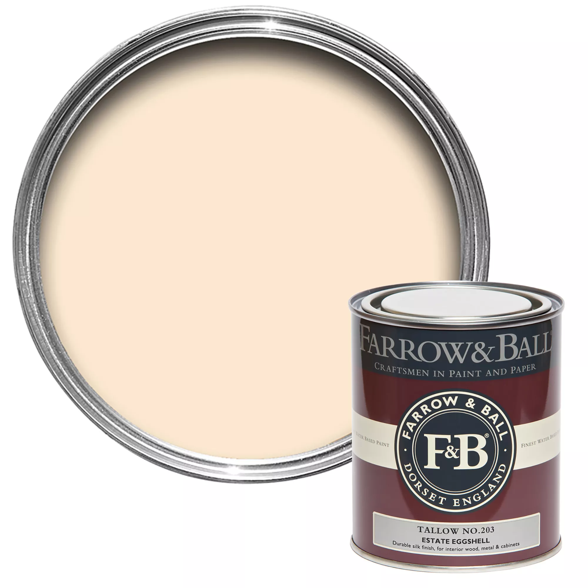 Farrow & Ball Estate Tallow No.203 Eggshell Paint, 750ml 3 Farrow & Ball Estate Tallow No.203 Eggshell Paint, 750ml