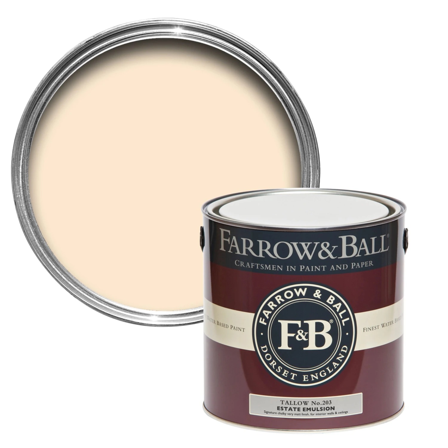 Farrow & Ball Estate Tallow No.203 Matt Emulsion Paint, 2.5L 3 Farrow & Ball Estate Tallow No.203 Matt Emulsion Paint, 2.5L