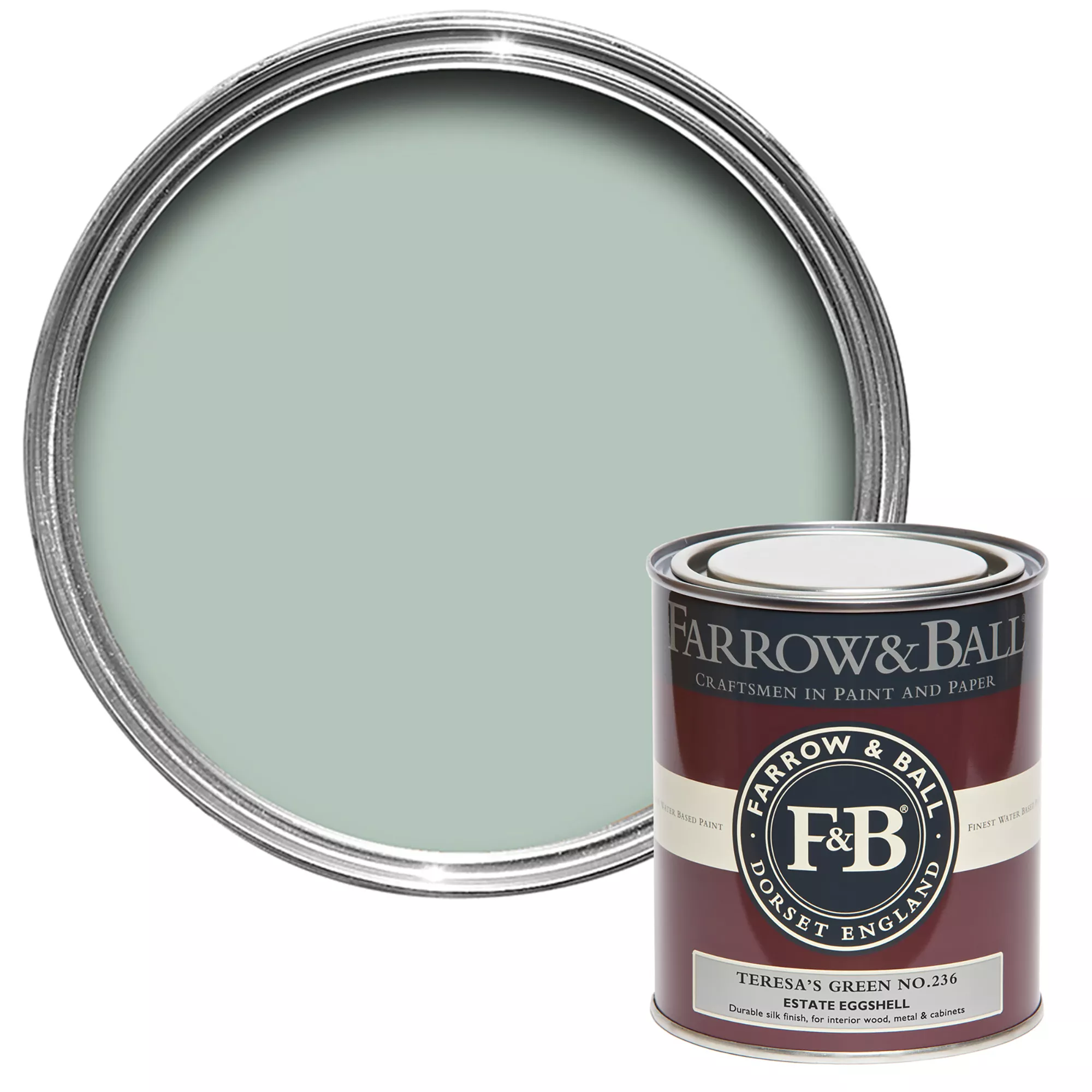 Farrow & Ball Estate Teresa's Green No.236 Eggshell Paint, 750ml 3 Farrow & Ball Estate Teresa's Green No.236 Eggshell Paint, 750ml
