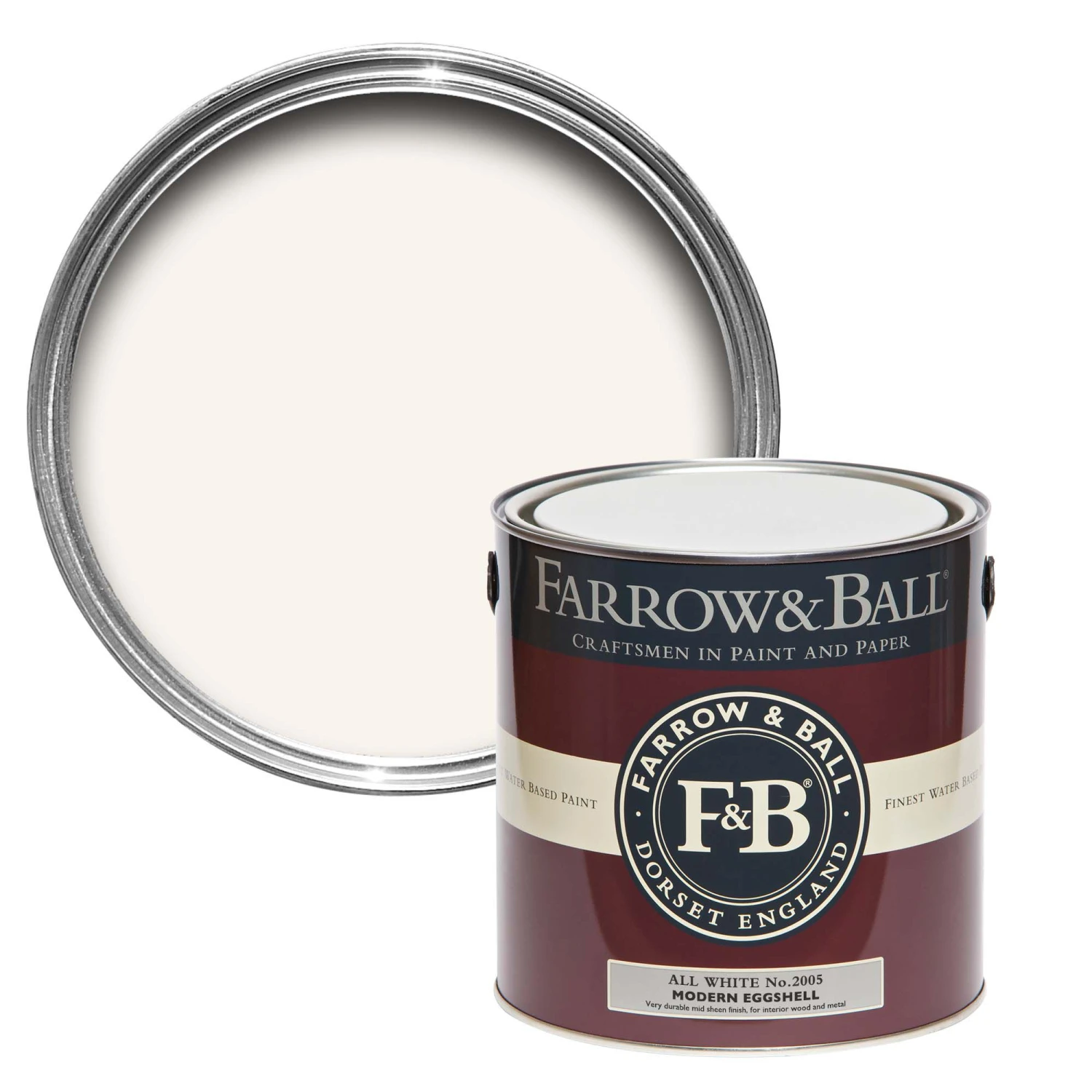Farrow & Ball Modern All White No.2005 Eggshell Paint, 2.5L 3 Farrow & Ball Modern All White No.2005 Eggshell Paint, 2.5L