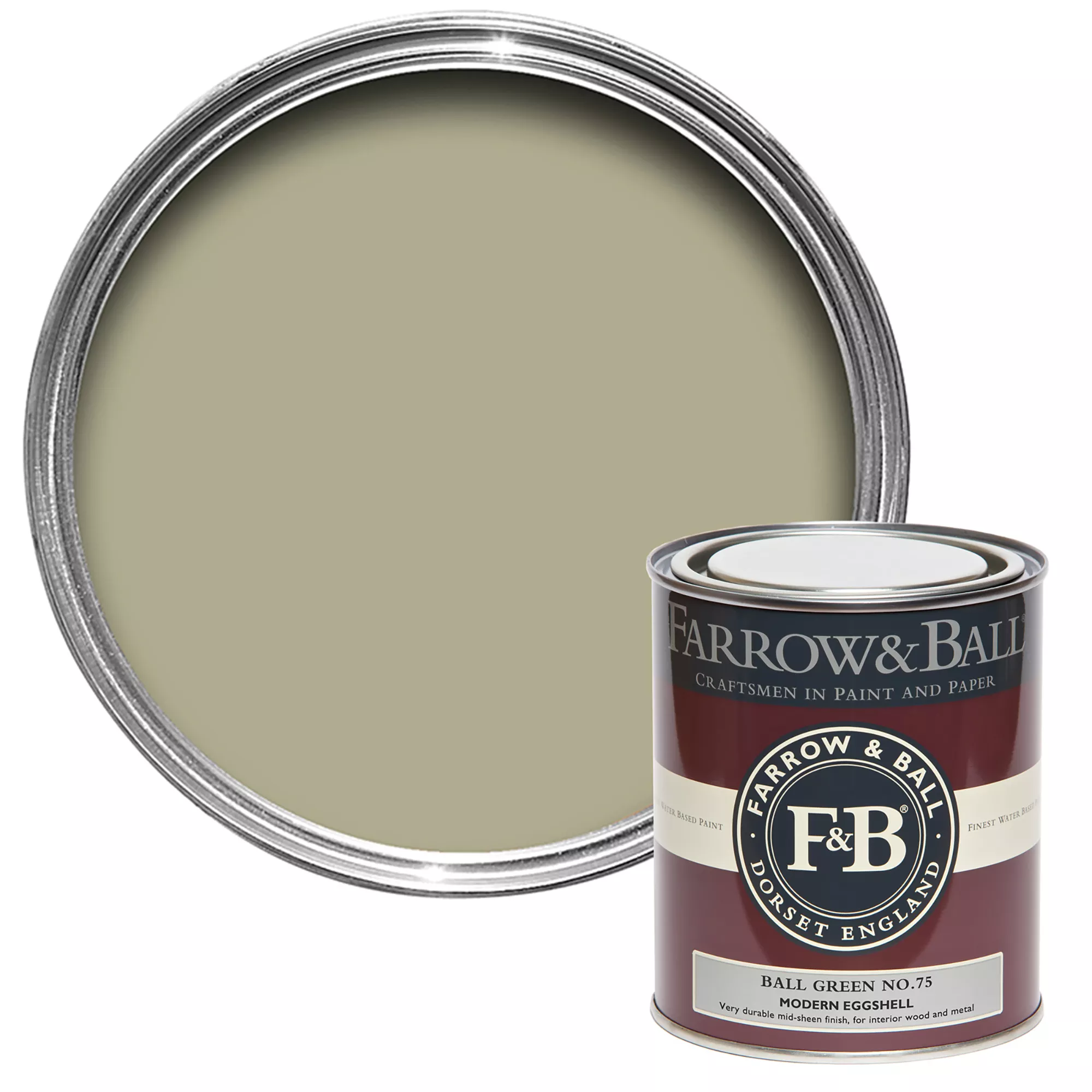 Farrow & Ball Modern Ball Green No.75 Eggshell Paint, 750ml 3 Farrow & Ball Modern Ball Green No.75 Eggshell Paint, 750ml