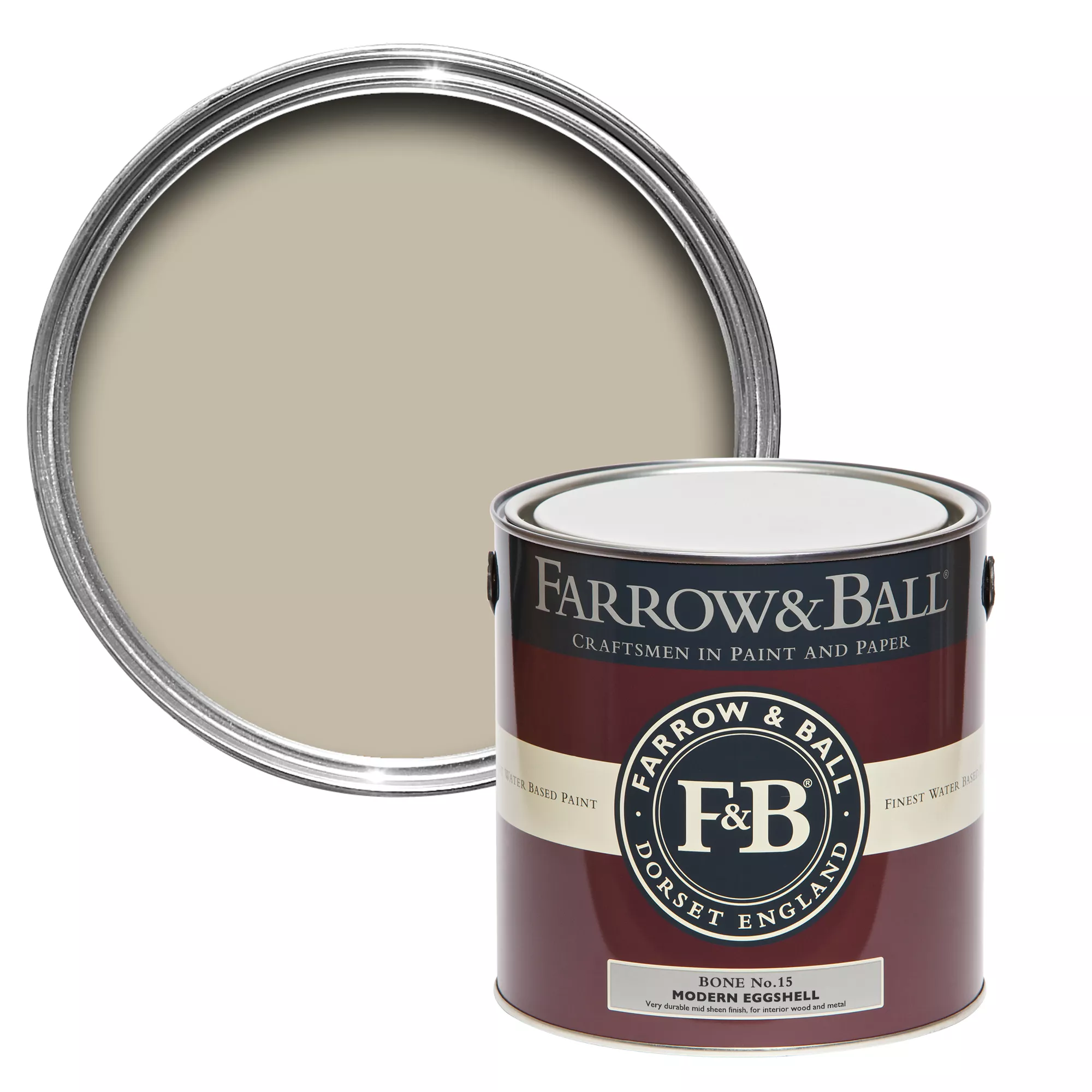 Farrow & Ball Modern Bone No.15 Eggshell Paint, 2.5L 3 Farrow & Ball Modern Bone No.15 Eggshell Paint, 2.5L