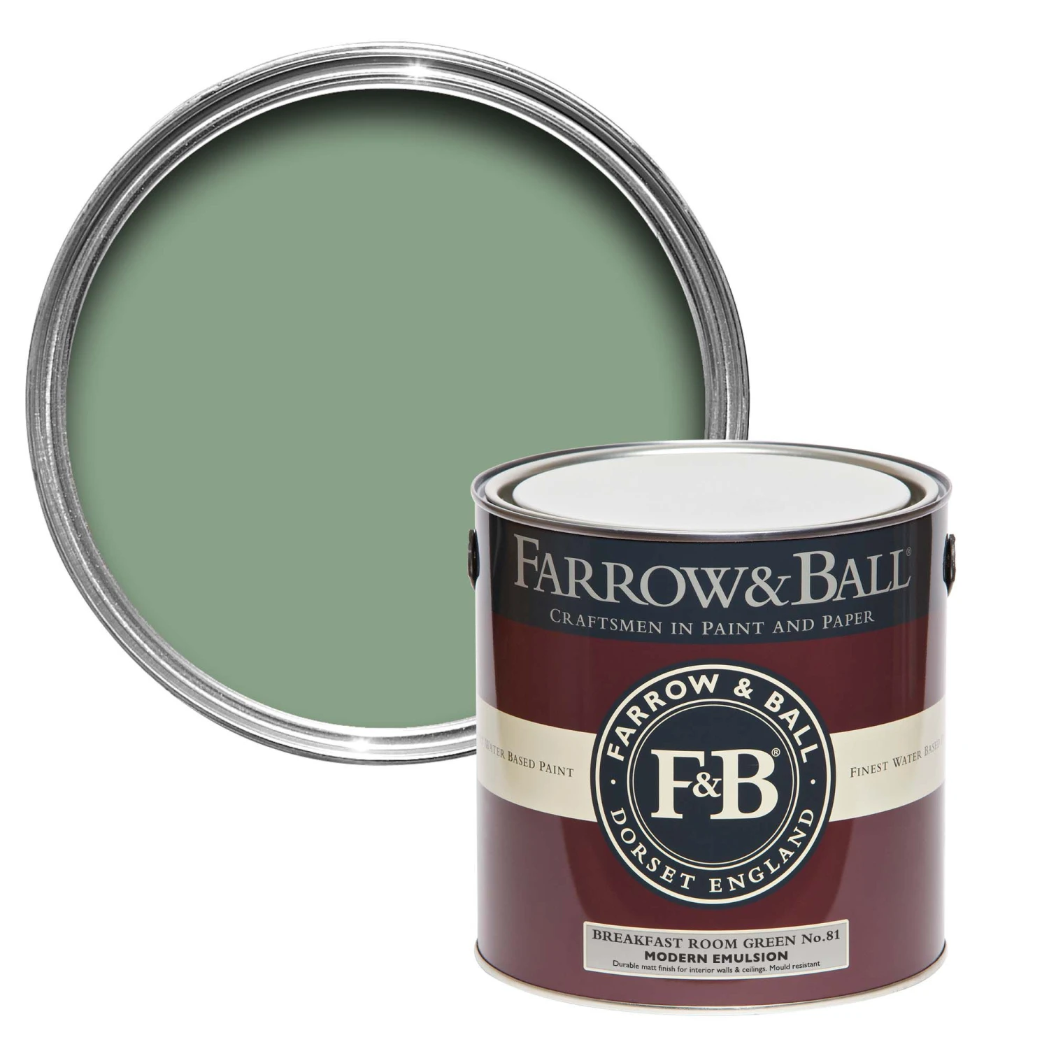 Farrow & Ball Modern Breakfast Room Green No.81 Matt Emulsion Paint, 2.5L 3 Farrow & Ball Modern Breakfast Room Green No.81 Matt Emulsion Paint, 2.5L