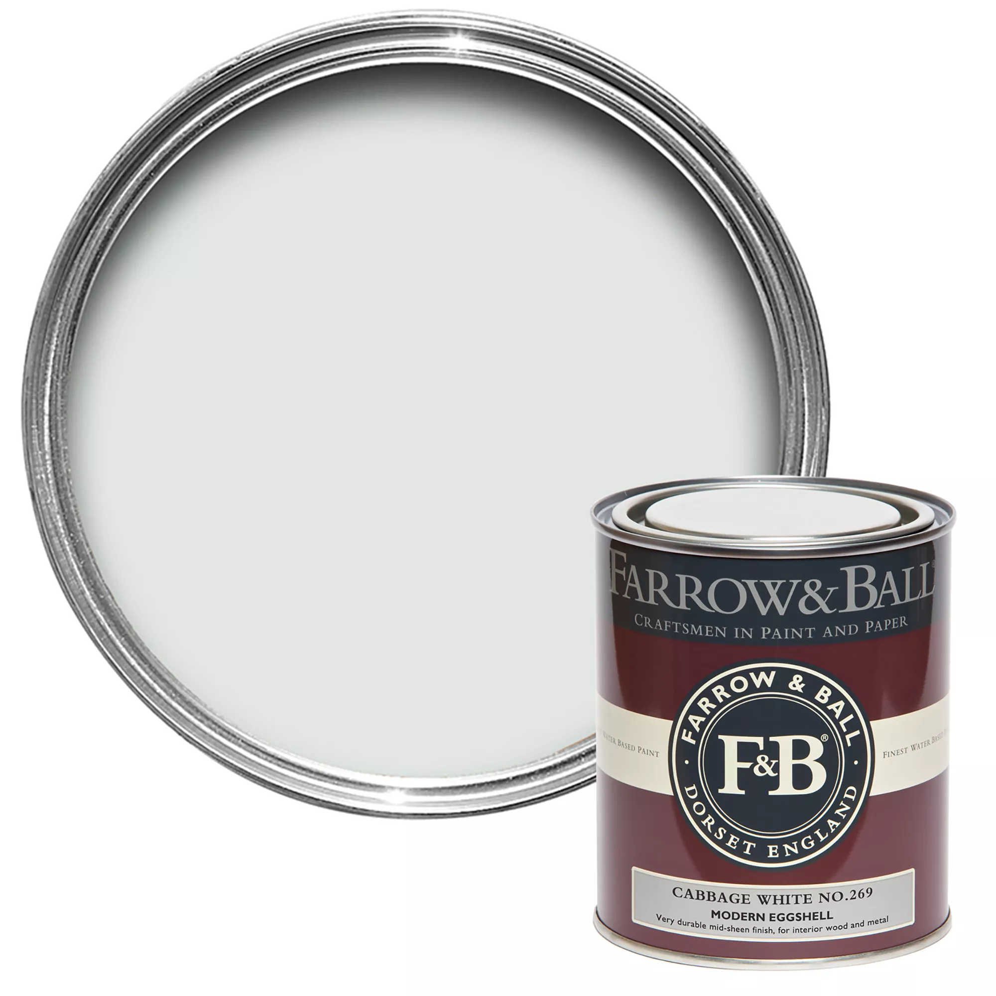 Farrow & Ball Modern Cabbage White No.269 Eggshell Paint, 750ml 3 Farrow & Ball Modern Cabbage White No.269 Eggshell Paint, 750ml