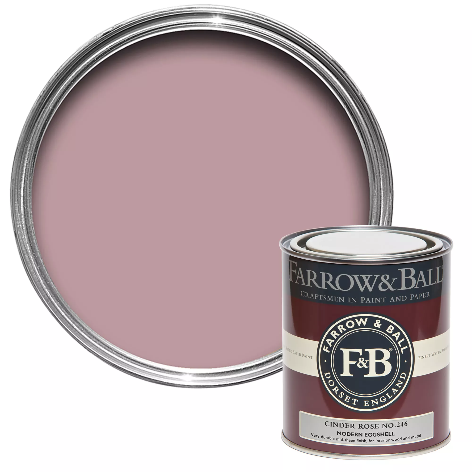 Farrow & Ball Modern Cinder Rose No.246 Eggshell Paint, 750ml 3 Farrow & Ball Modern Cinder Rose No.246 Eggshell Paint, 750ml