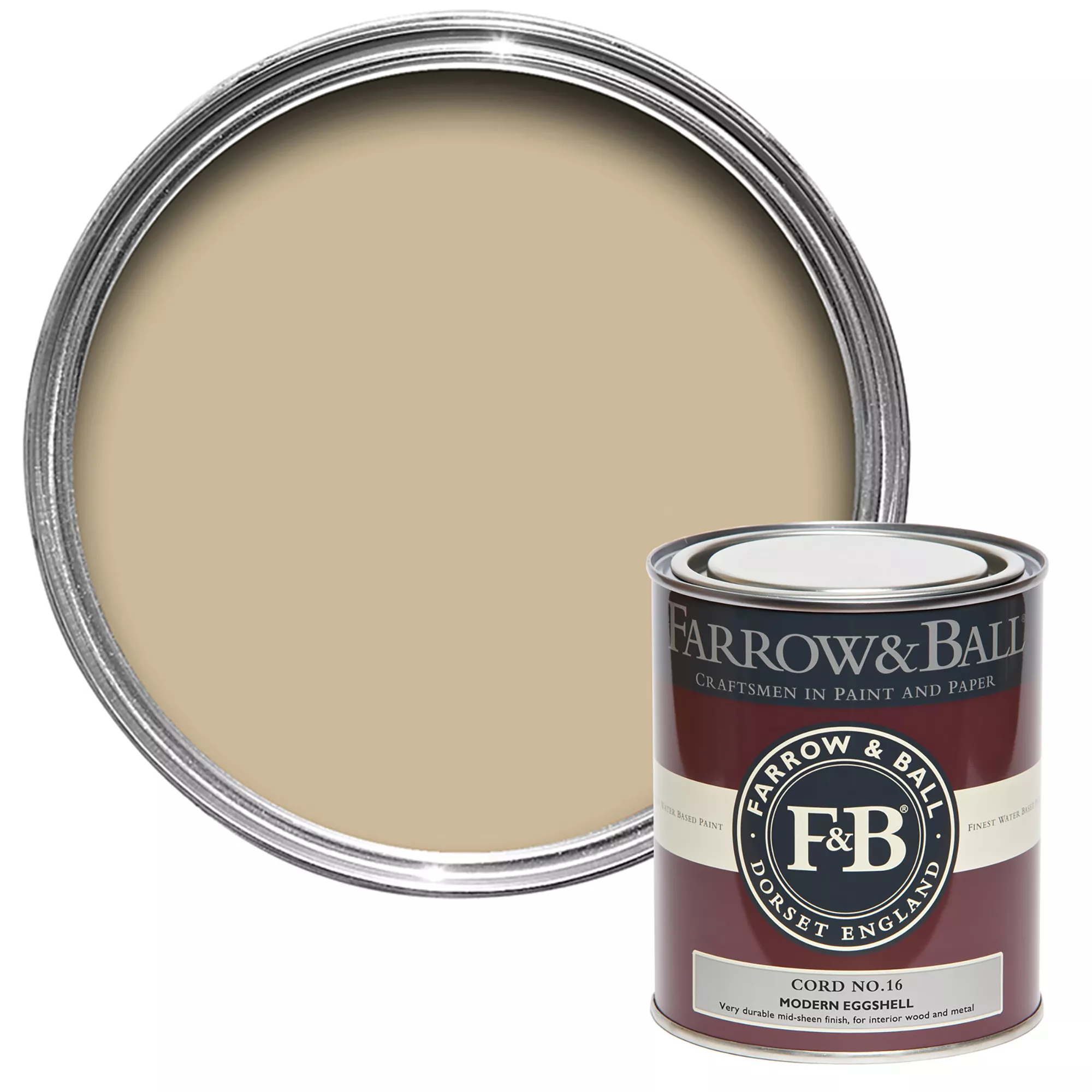 Farrow & Ball Modern Cord No.16 Eggshell Paint, 750ml 3 Farrow & Ball Modern Cord No.16 Eggshell Paint, 750ml