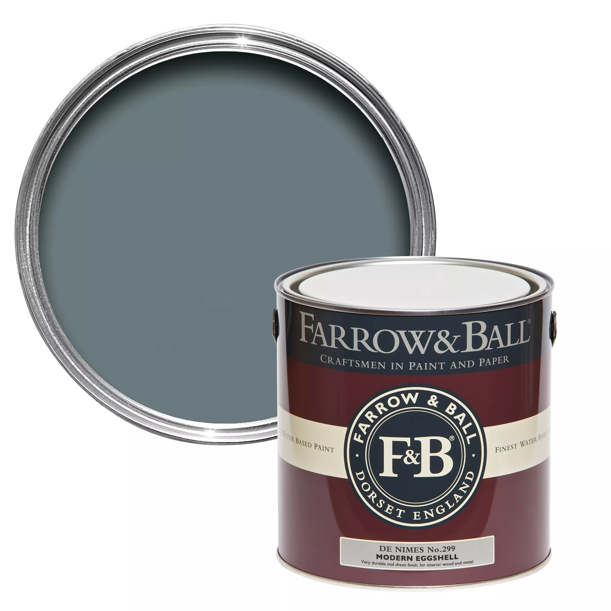 Farrow & Ball Modern De Nimes No.299 Eggshell Paint, 2.5L 3 Farrow & Ball Modern De Nimes No.299 Eggshell Paint, 2.5L