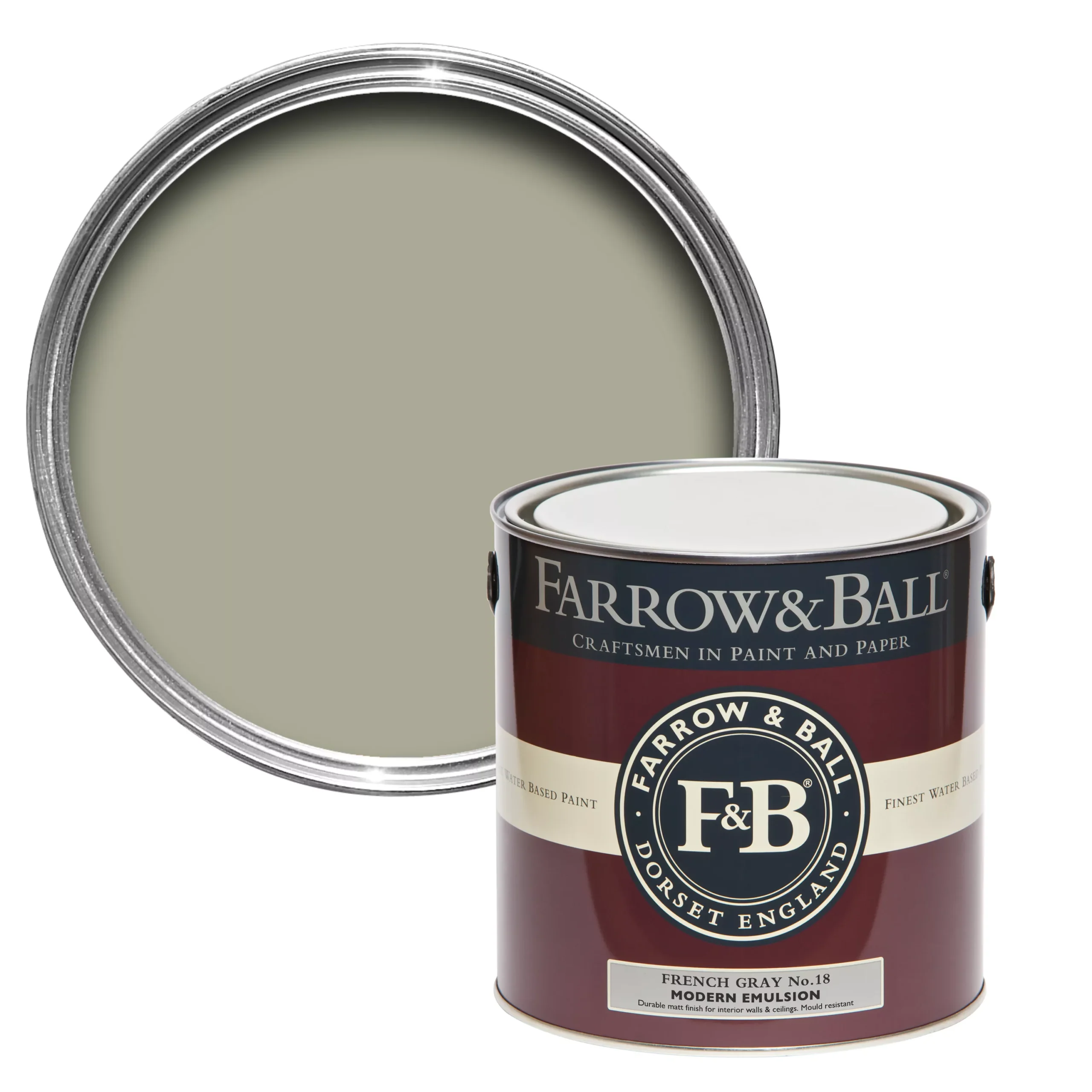 Farrow & Ball Modern French Gray No.18 Matt Emulsion Paint, 2.5L 3 Farrow & Ball Modern French Gray No.18 Matt Emulsion Paint, 2.5L