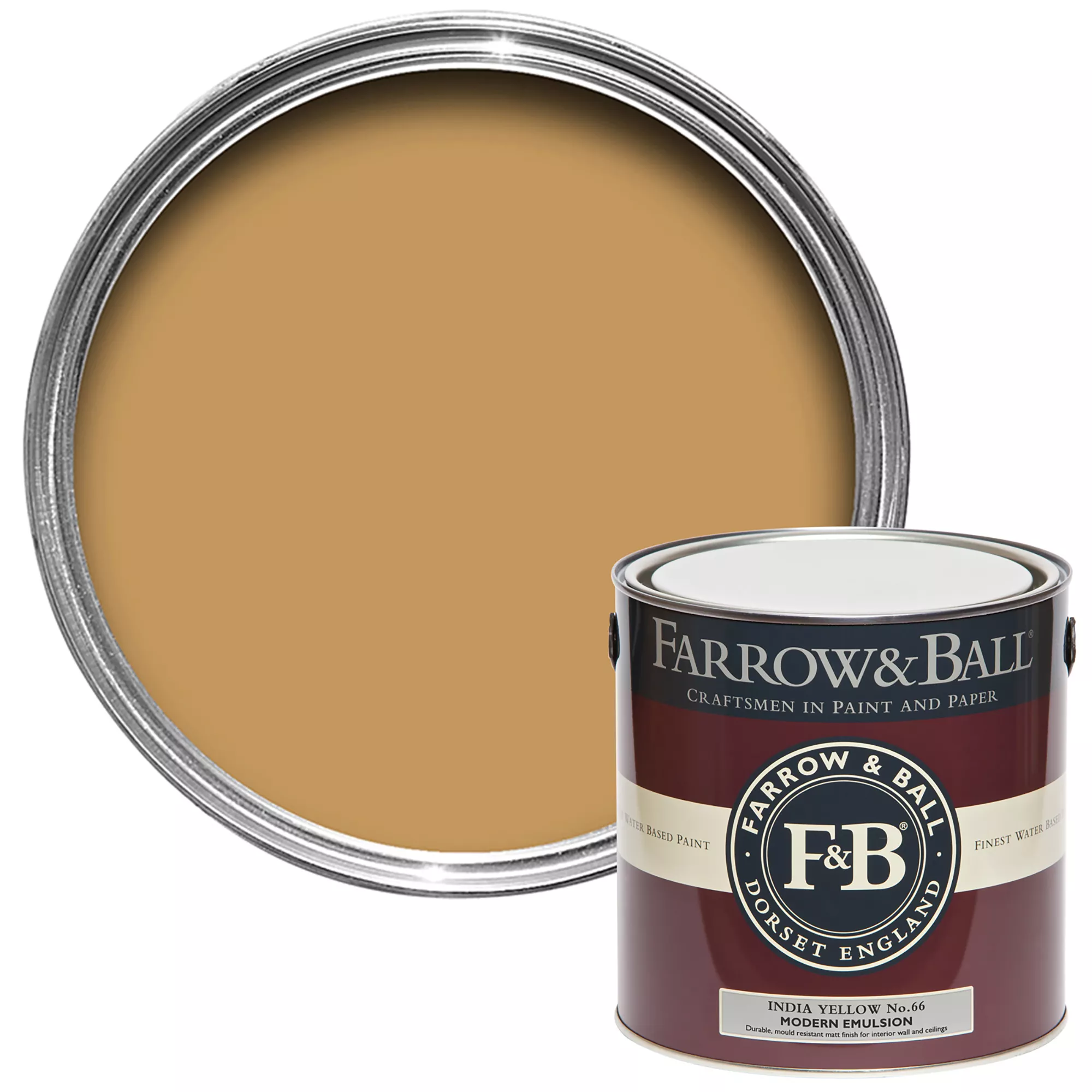 Farrow & Ball Modern India Yellow No.66 Matt Emulsion Paint, 2.5L 3 Farrow & Ball Modern India Yellow No.66 Matt Emulsion Paint, 2.5L