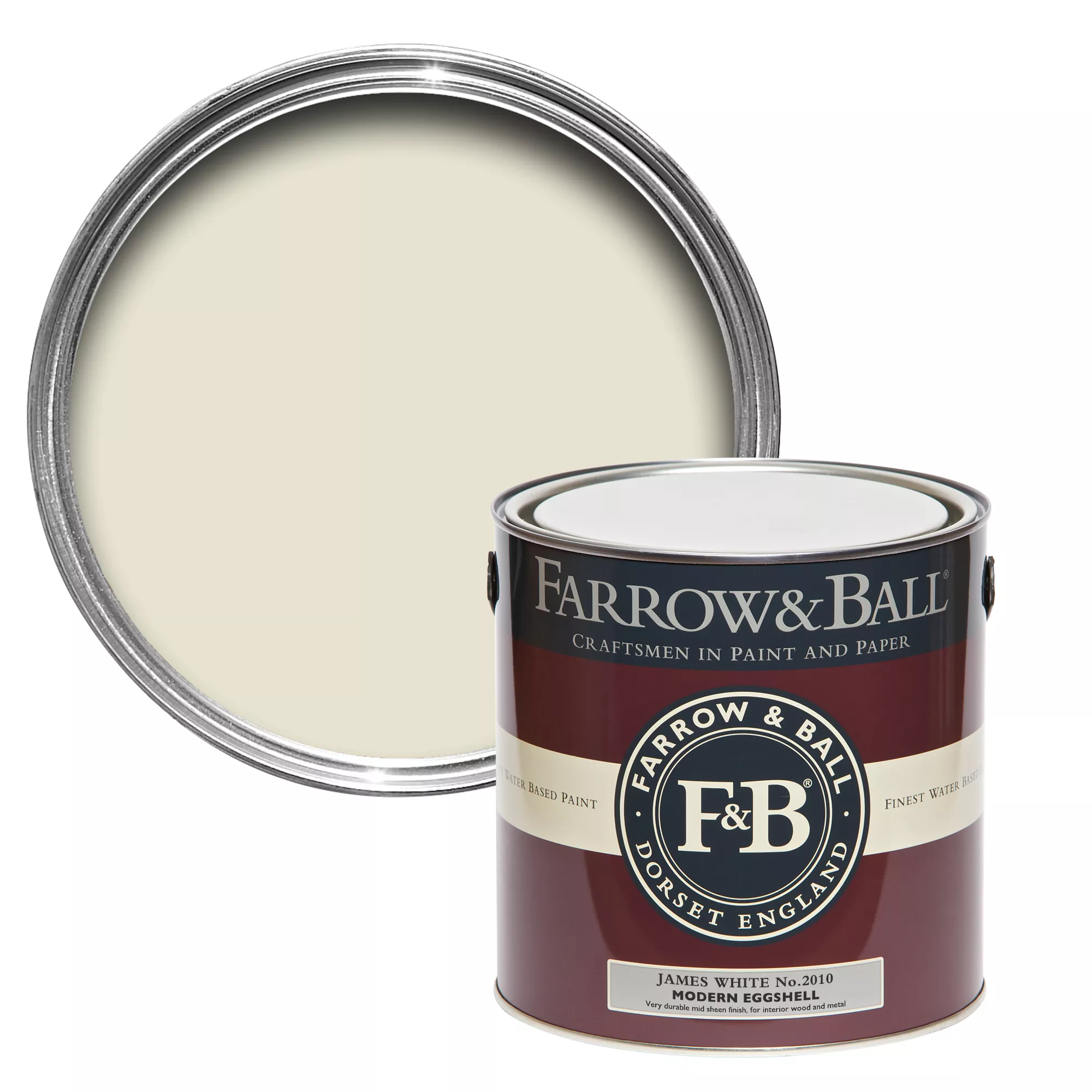 Farrow & Ball Modern James White No.2010 Eggshell Paint, 2.5L 3 Farrow & Ball Modern James White No.2010 Eggshell Paint, 2.5L