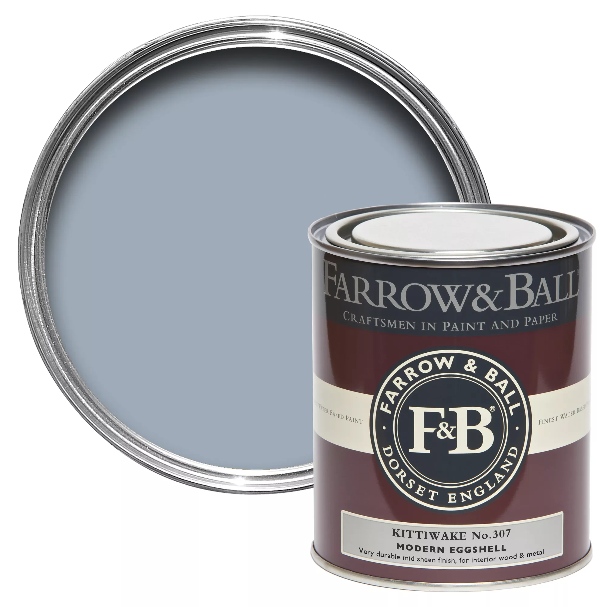 Farrow & Ball Modern Kittiwake No.307 Eggshell Paint, 750ml 3 Farrow & Ball Modern Kittiwake No.307 Eggshell Paint, 750ml