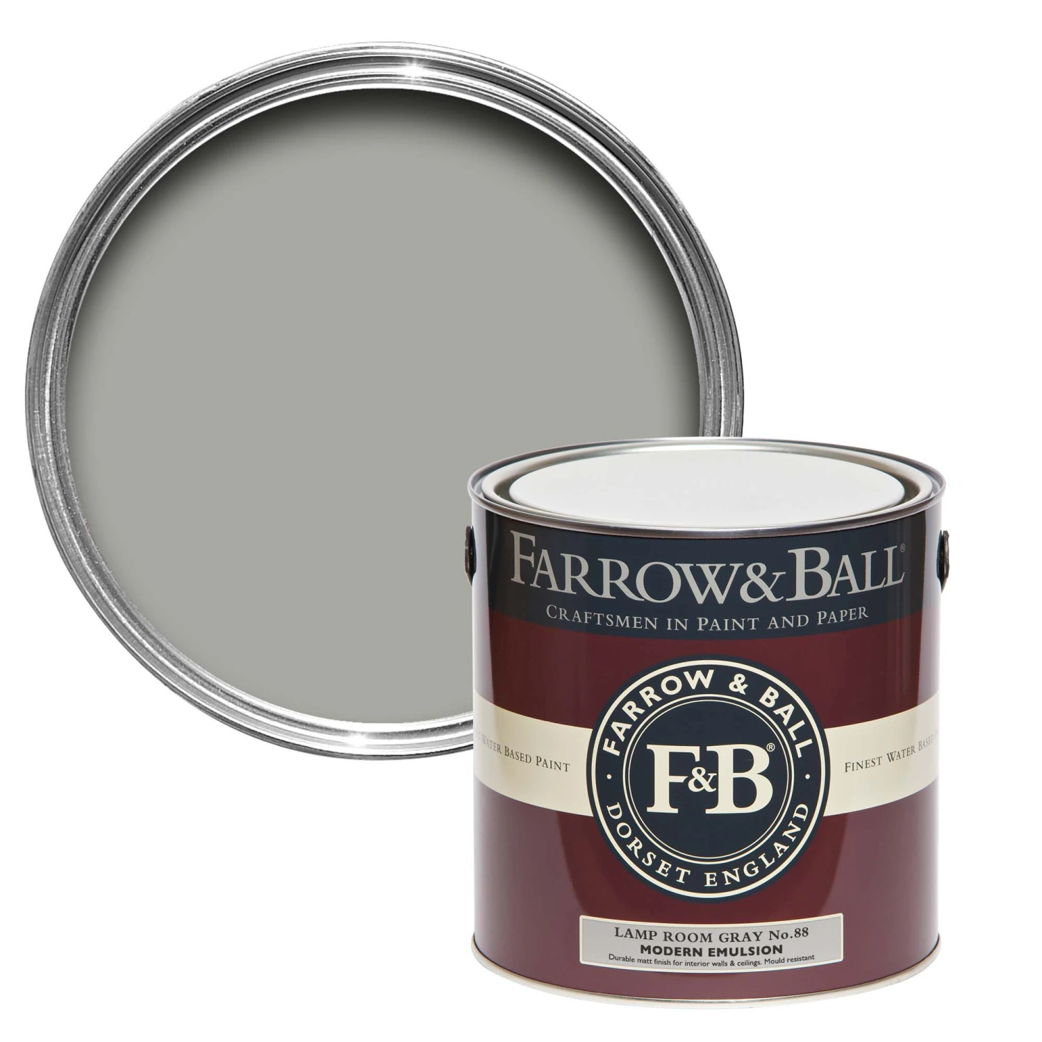Farrow & Ball Modern Lamp Room Gray No.88 Matt Emulsion Paint, 2.5L 3 Farrow & Ball Modern Lamp Room Gray No.88 Matt Emulsion Paint, 2.5L