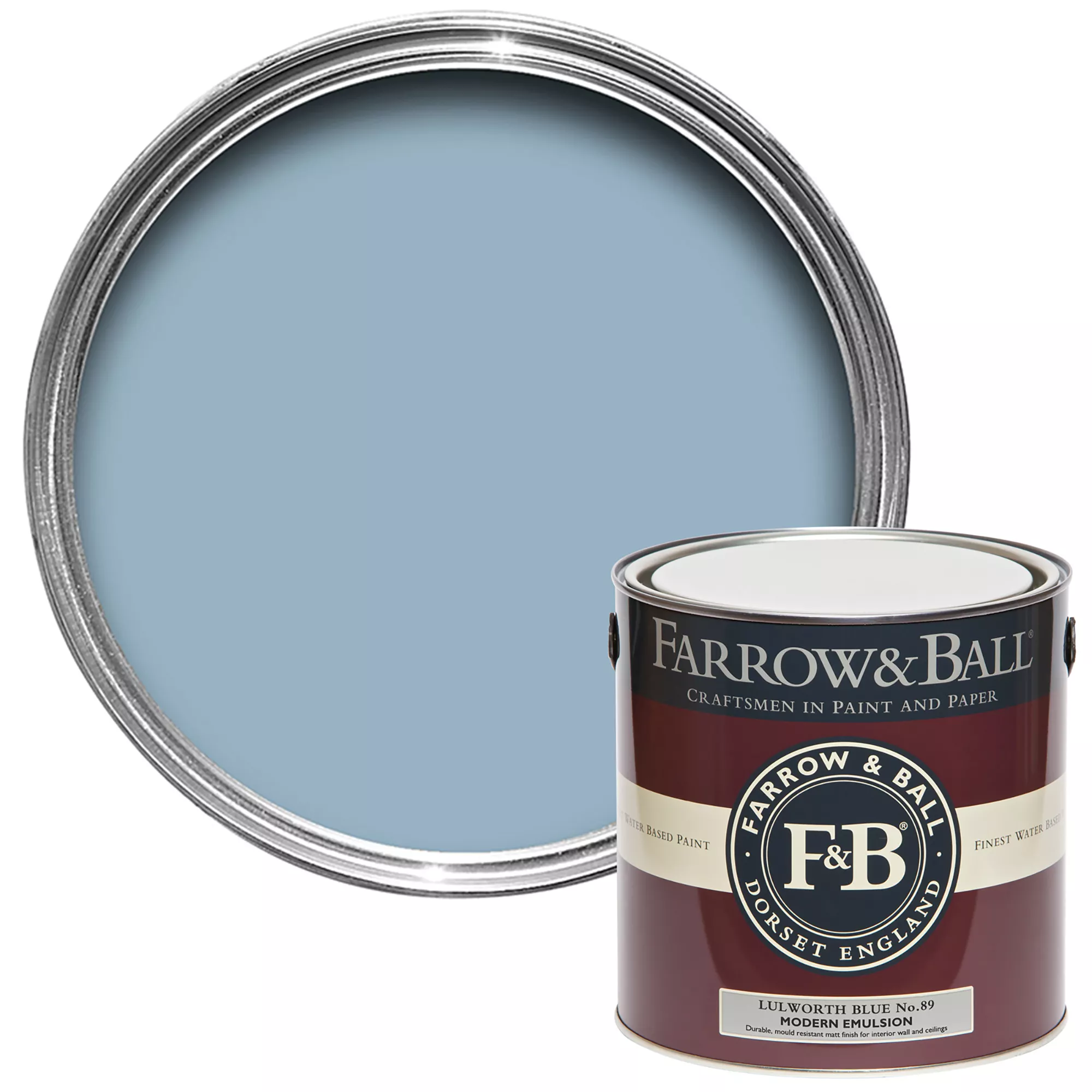 Farrow & Ball Modern Lulworth Blue No.89 Matt Emulsion Paint, 2.5L 3 Farrow & Ball Modern Lulworth Blue No.89 Matt Emulsion Paint, 2.5L