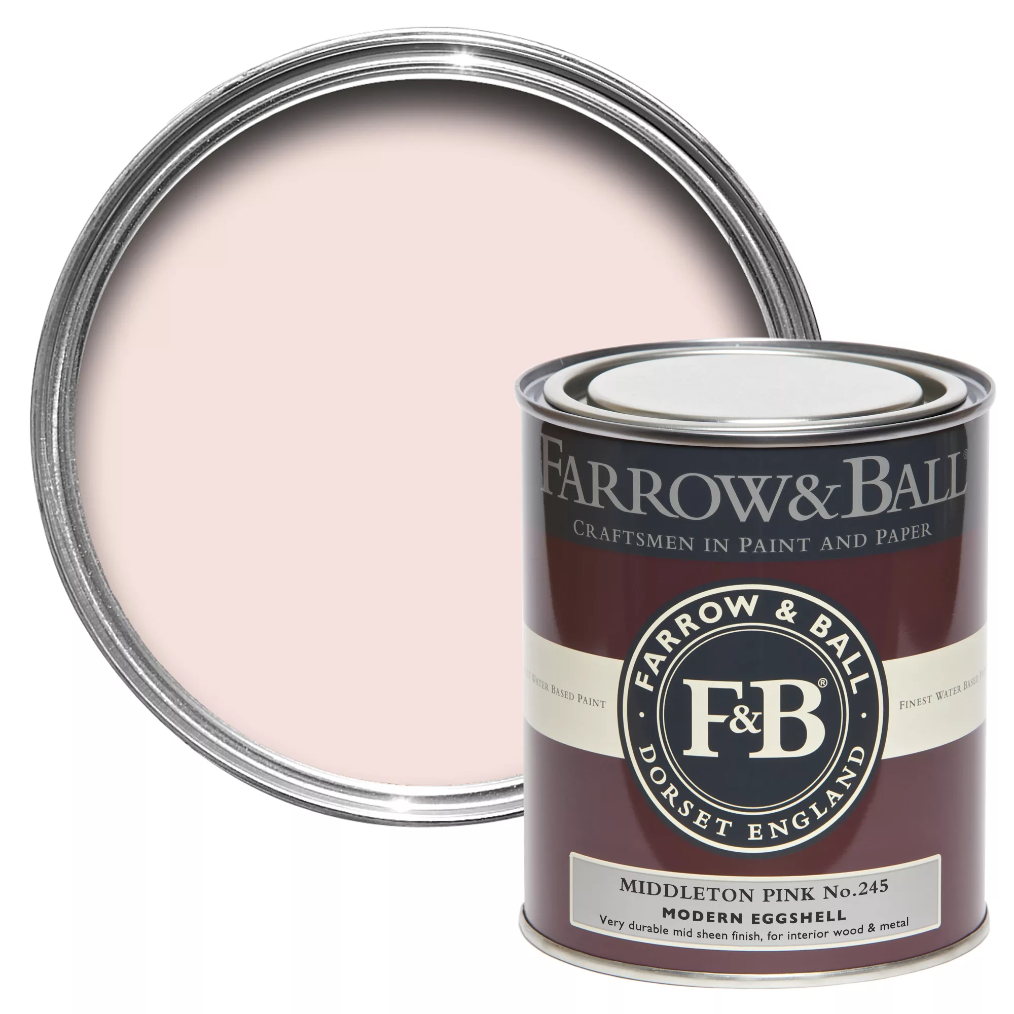Farrow & Ball Modern Middleton Pink No.245 Eggshell Emulsion Paint, 750ml 3 Farrow & Ball Modern Middleton Pink No.245 Eggshell Emulsion Paint, 750ml