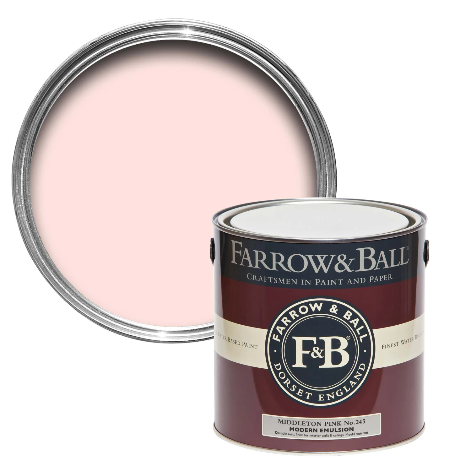 Farrow & Ball Modern Middleton Pink No.245 Matt Emulsion Paint, 2.5L 3 Farrow & Ball Modern Middleton Pink No.245 Matt Emulsion Paint, 2.5L