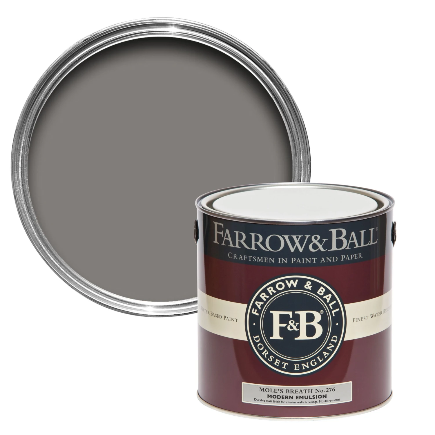 Farrow & Ball Modern Mole's Breath No.276 Matt Emulsion Paint, 2.5L 3 Farrow & Ball Modern Mole's Breath No.276 Matt Emulsion Paint, 2.5L
