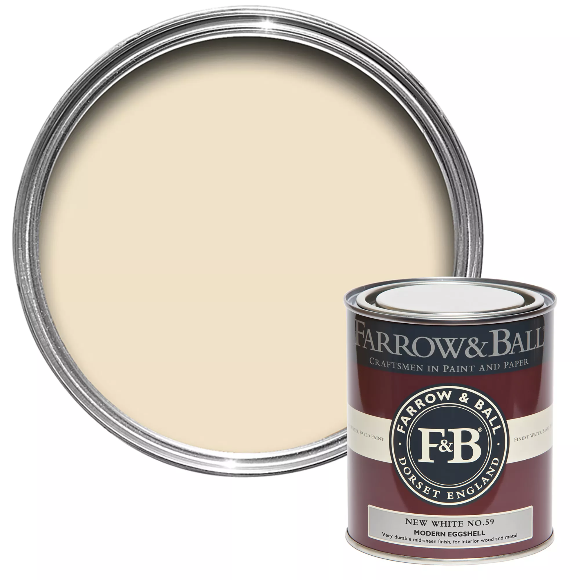 Farrow & Ball Modern New White No.59 Eggshell Paint, 750ml 3 Farrow & Ball Modern New White No.59 Eggshell Paint, 750ml