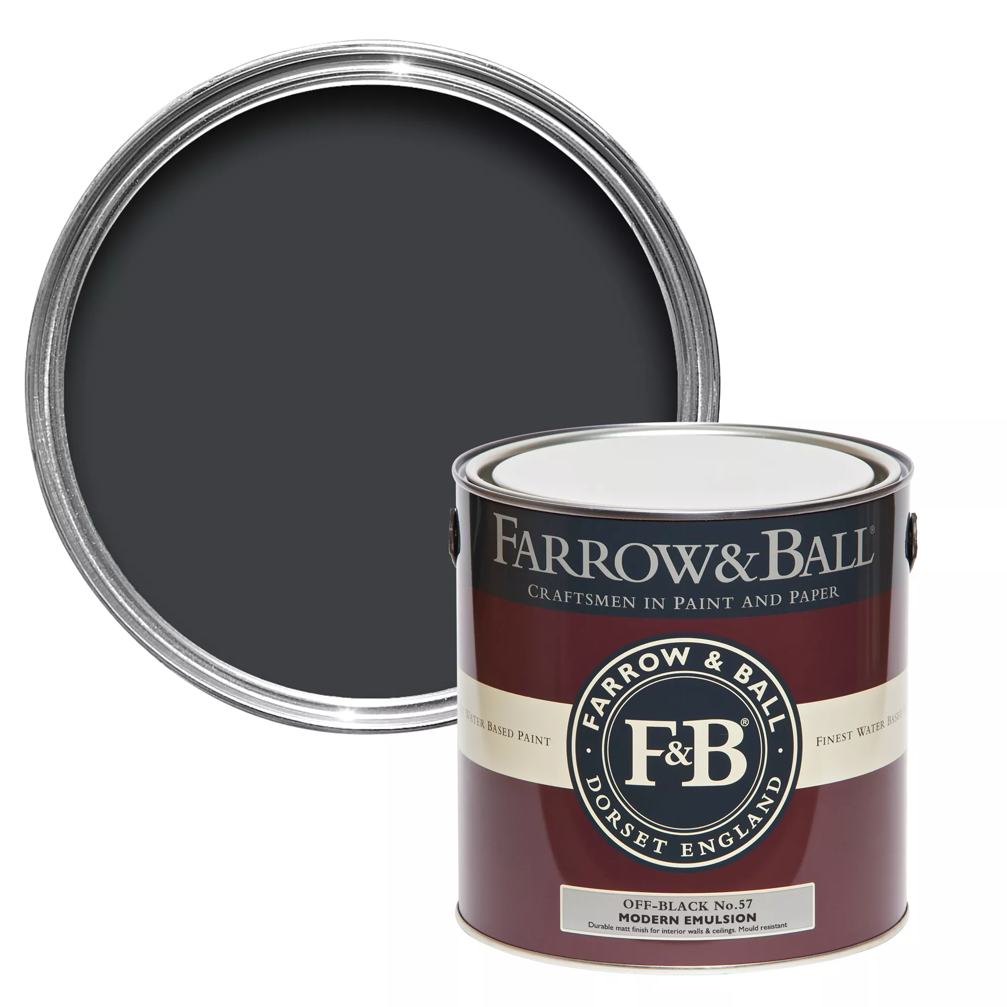 Farrow & Ball Modern Off-Black No.57 Matt Emulsion Paint, 2.5L 3 Farrow & Ball Modern Off-Black No.57 Matt Emulsion Paint, 2.5L